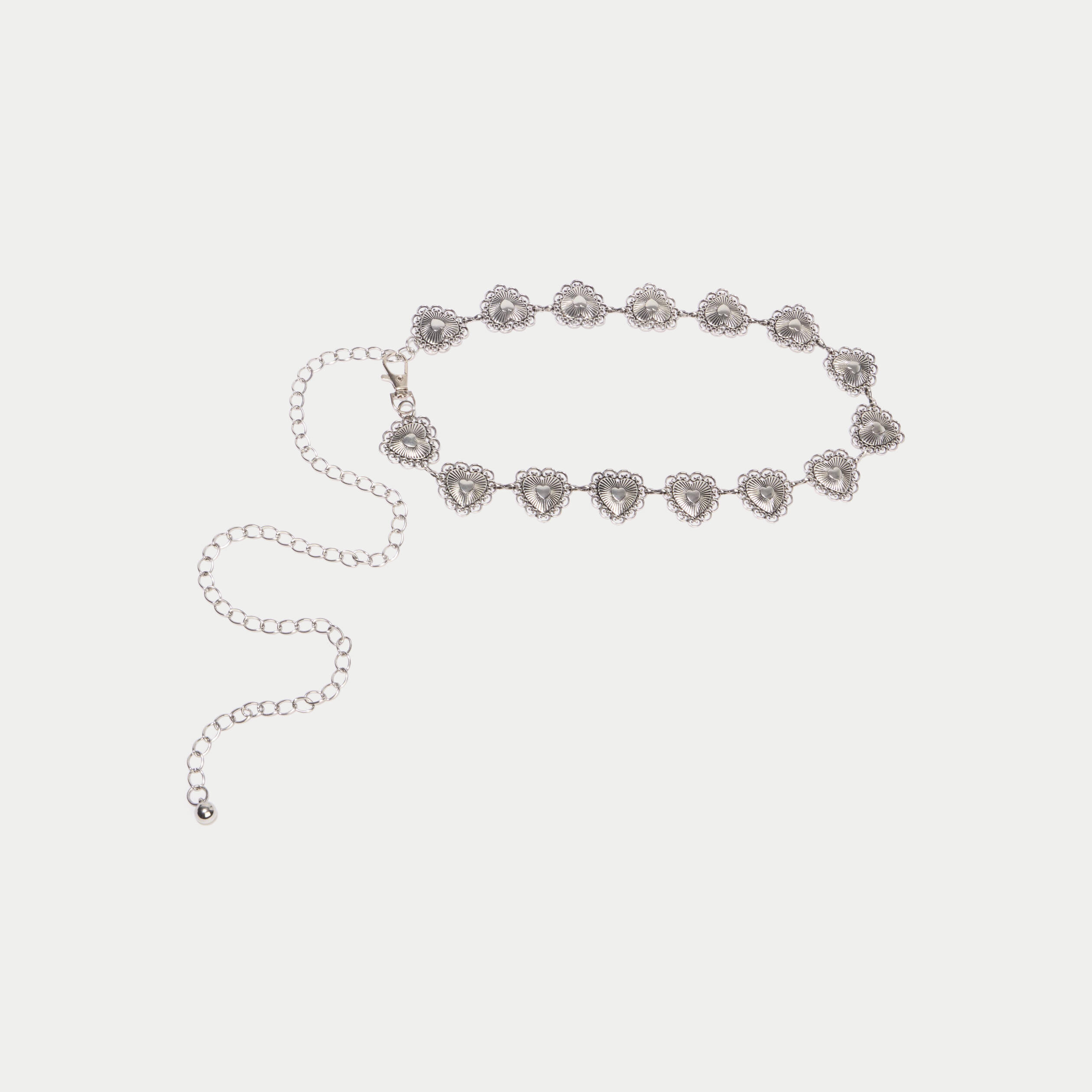 Ceinture fine avec cha&icirc;ne gris argent femme