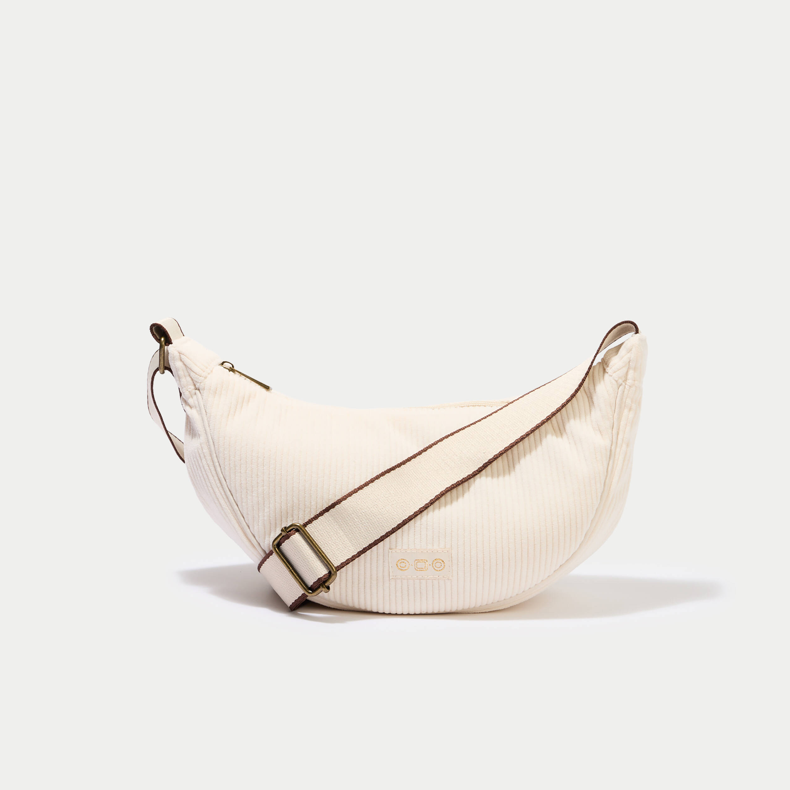 Sac banane velours c&ocirc;tel&eacute; ecru femme