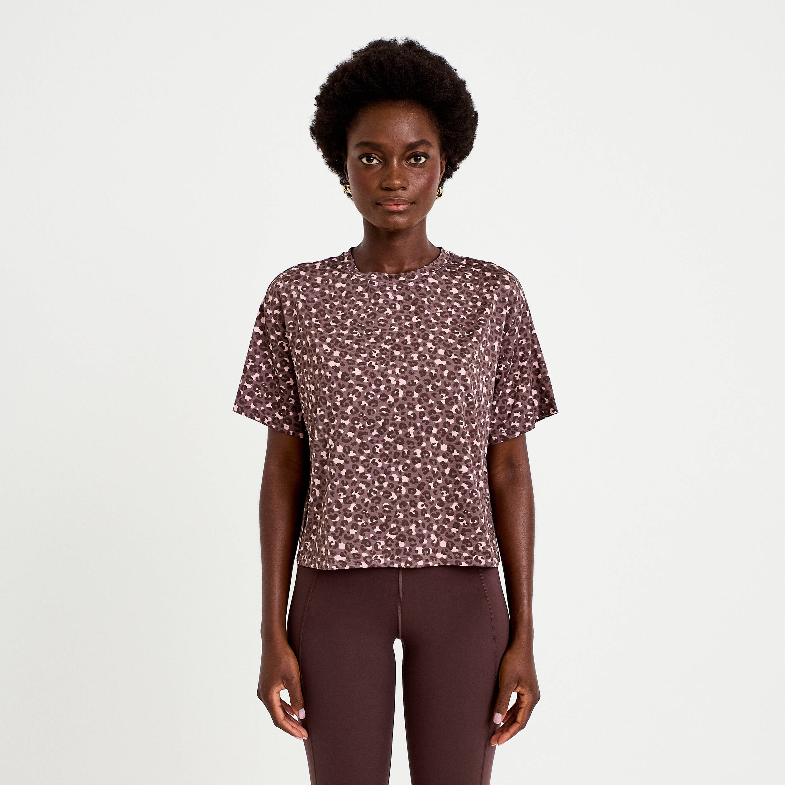 T-shirt col rond manches courtes violet femme