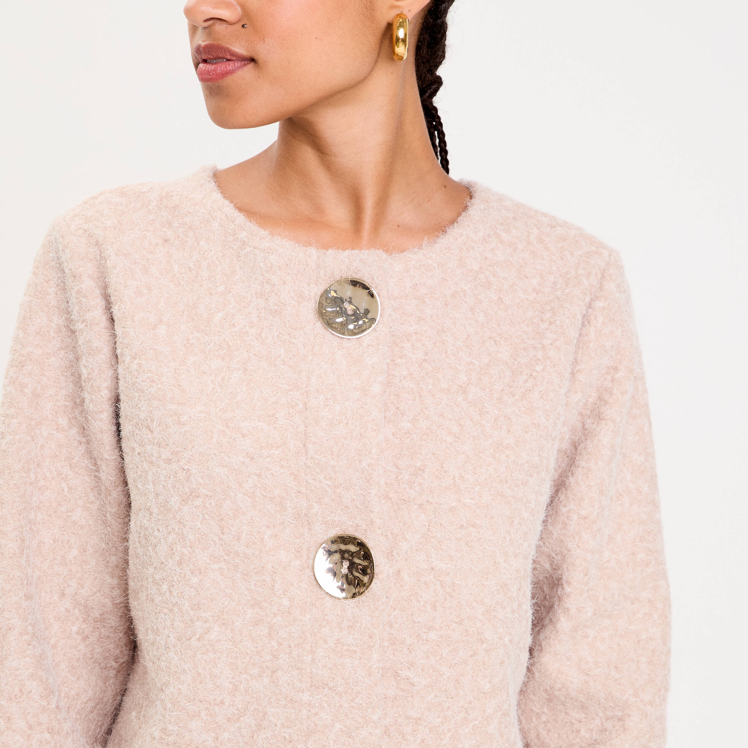 Veste effet polaire beige femme