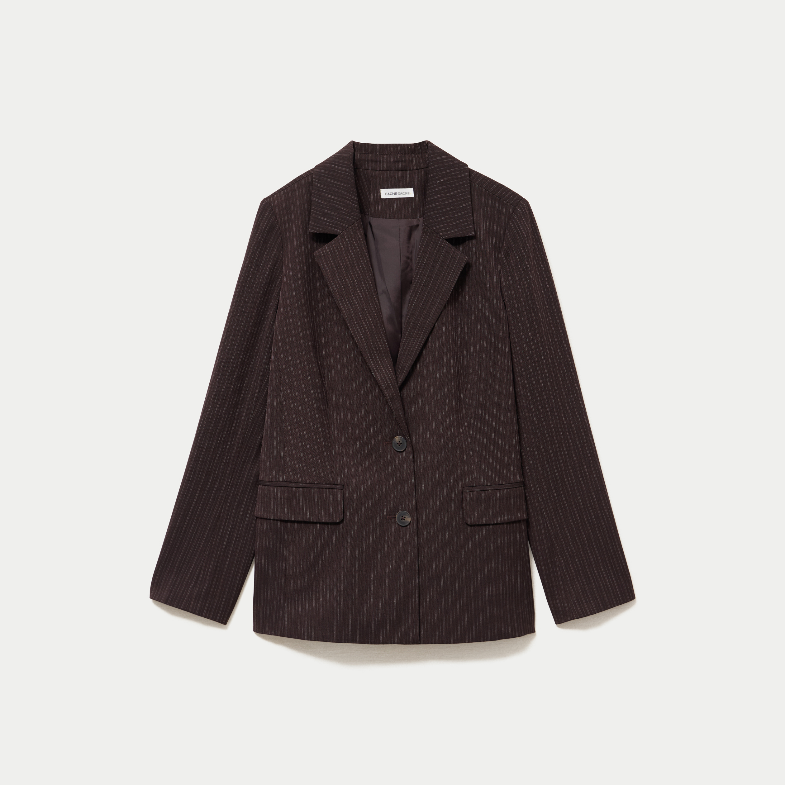Blazer col classique manches longues marron femme