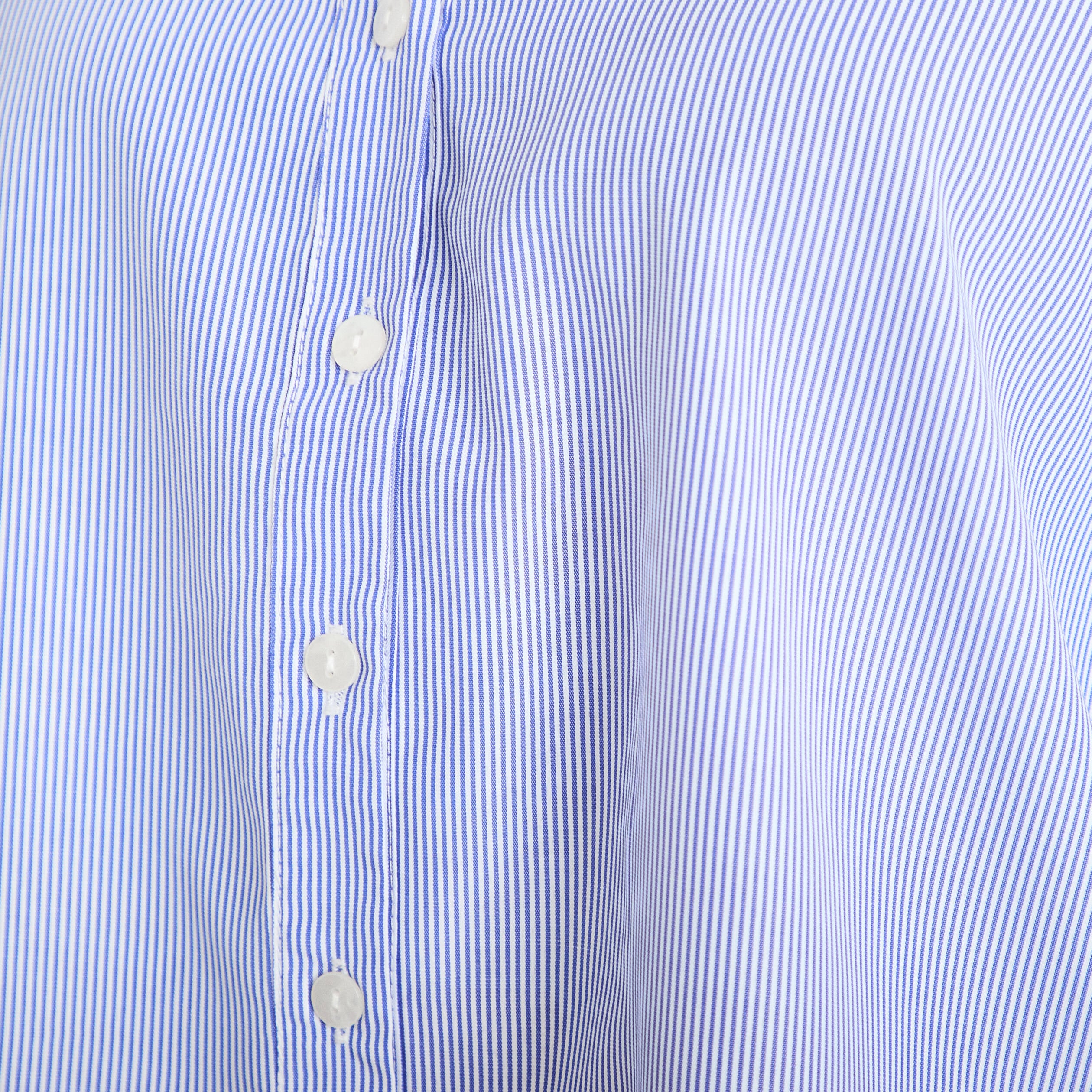Blouse brod&eacute;e col V manches 3/4 bleu roi femme