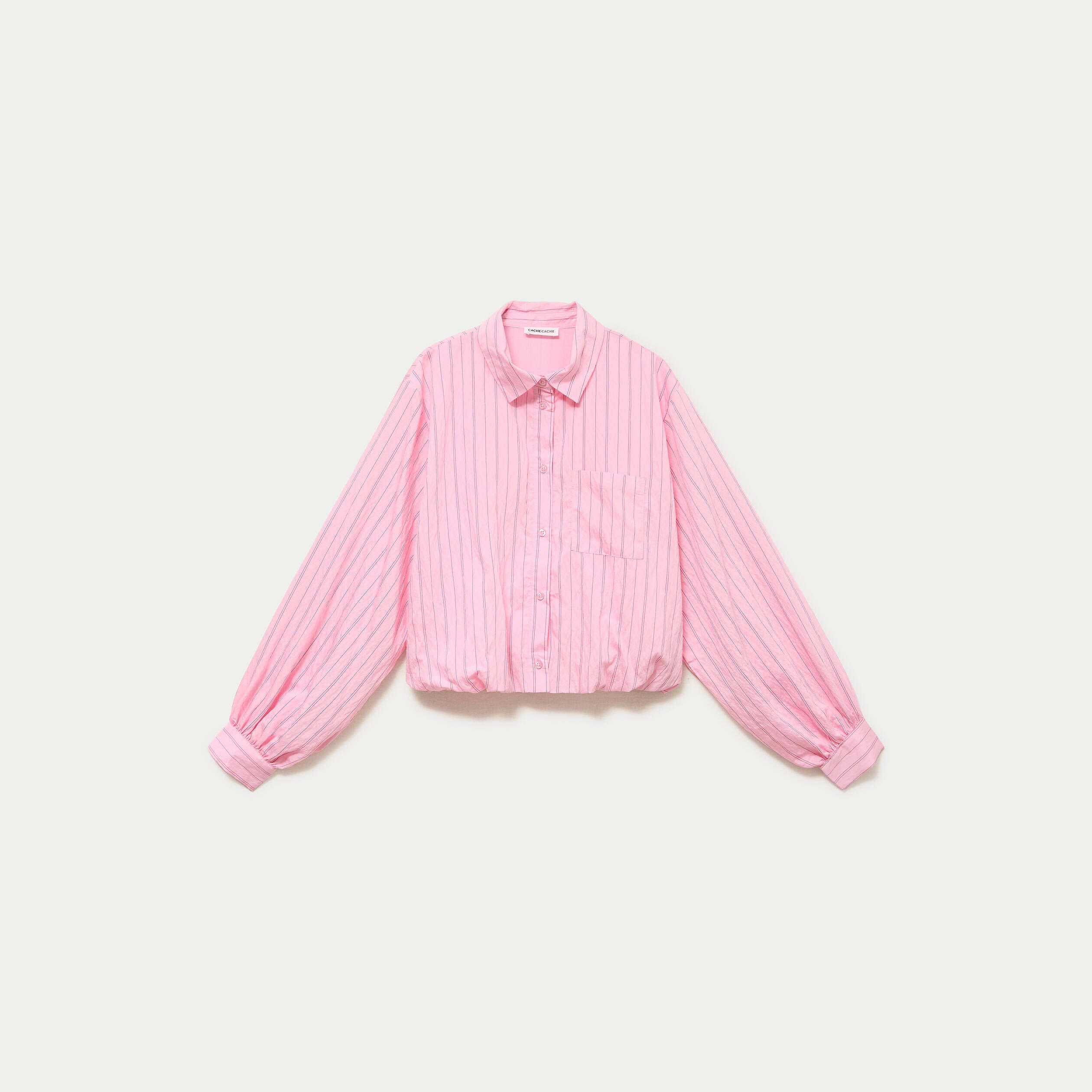 Chemise ample cropped effet boule rose femme