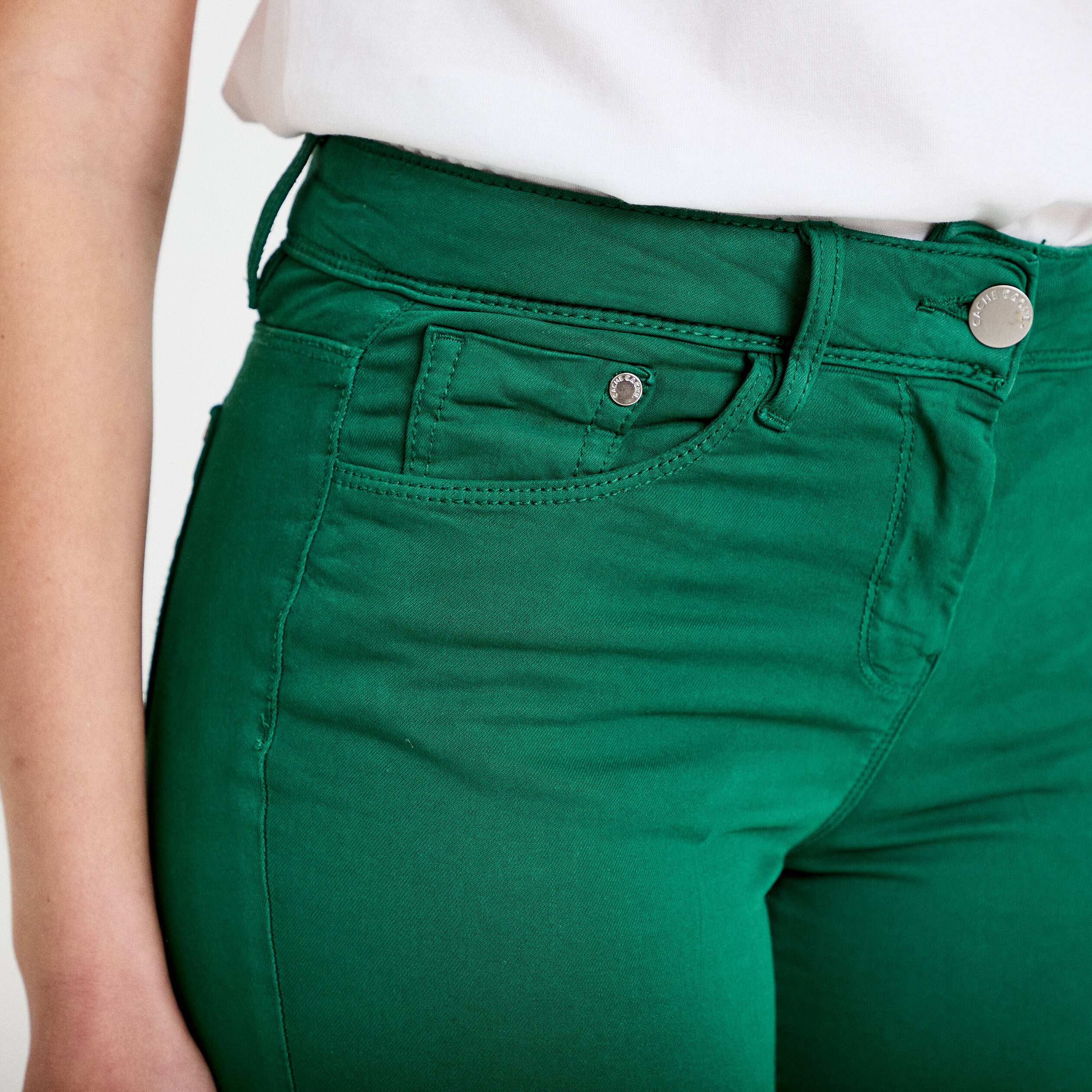 Jeans slim 5 poches vert &eacute;meraude femme