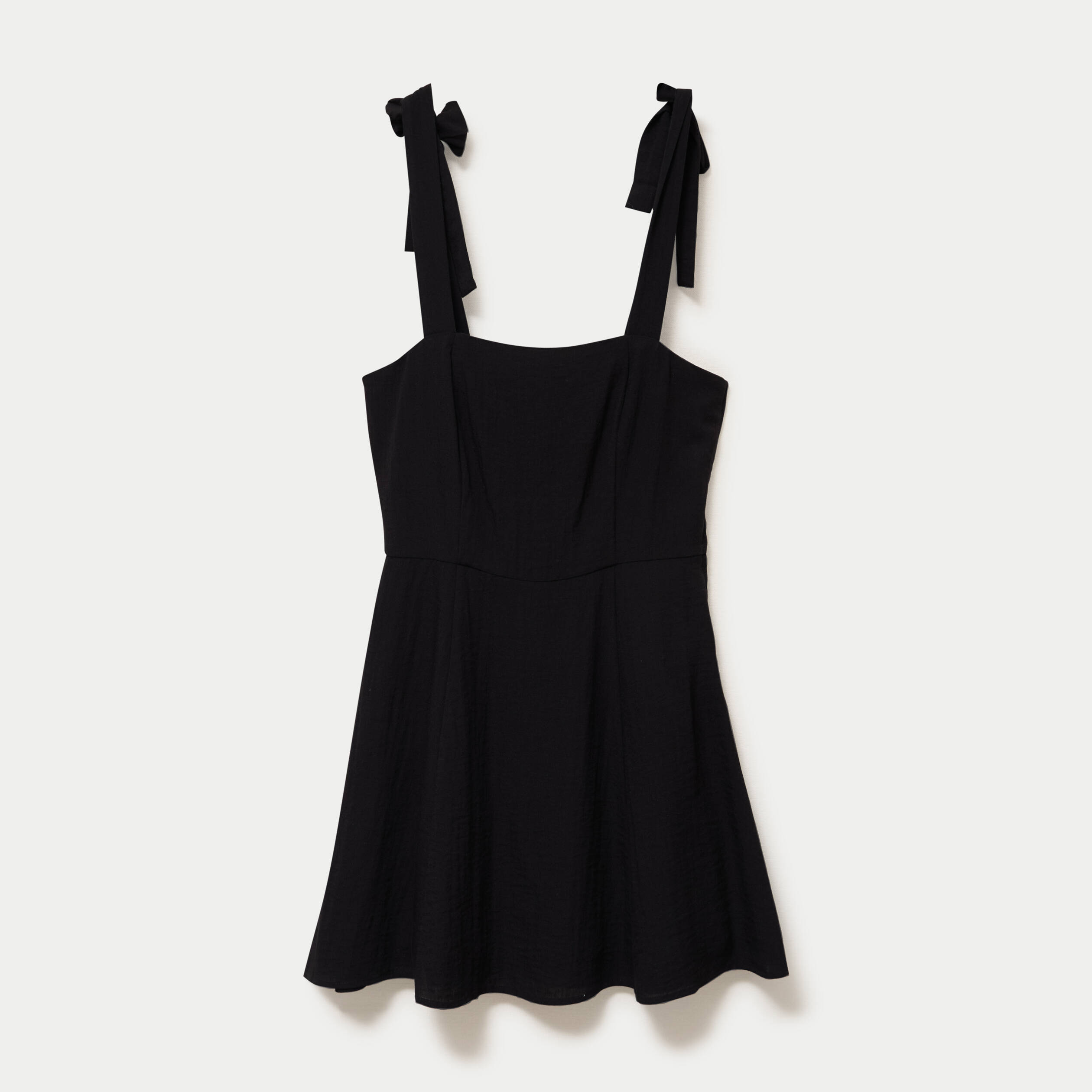Robe patineuse courte &agrave; fines bretelles noir femme