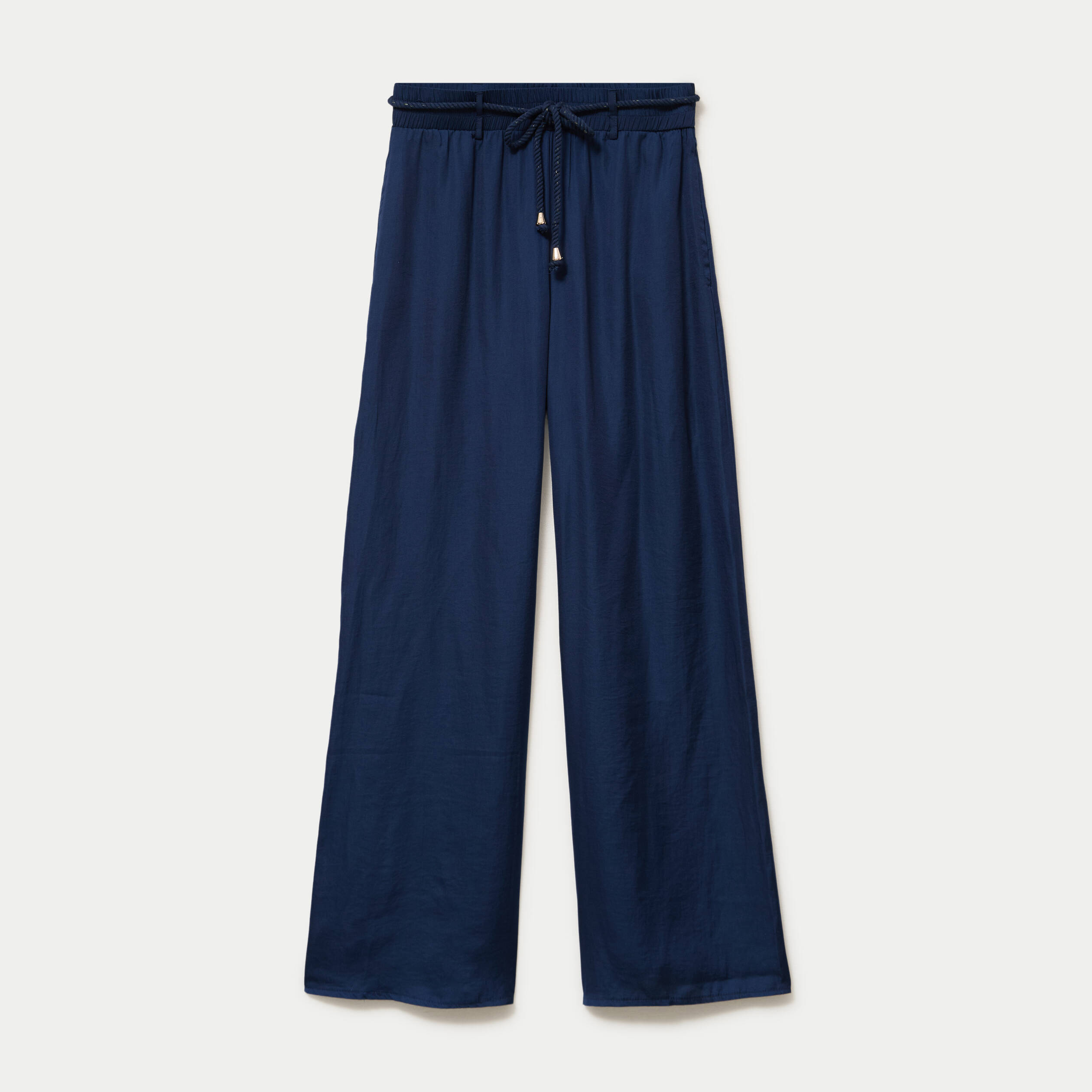 Pantalon large taille standard bleu marine femme