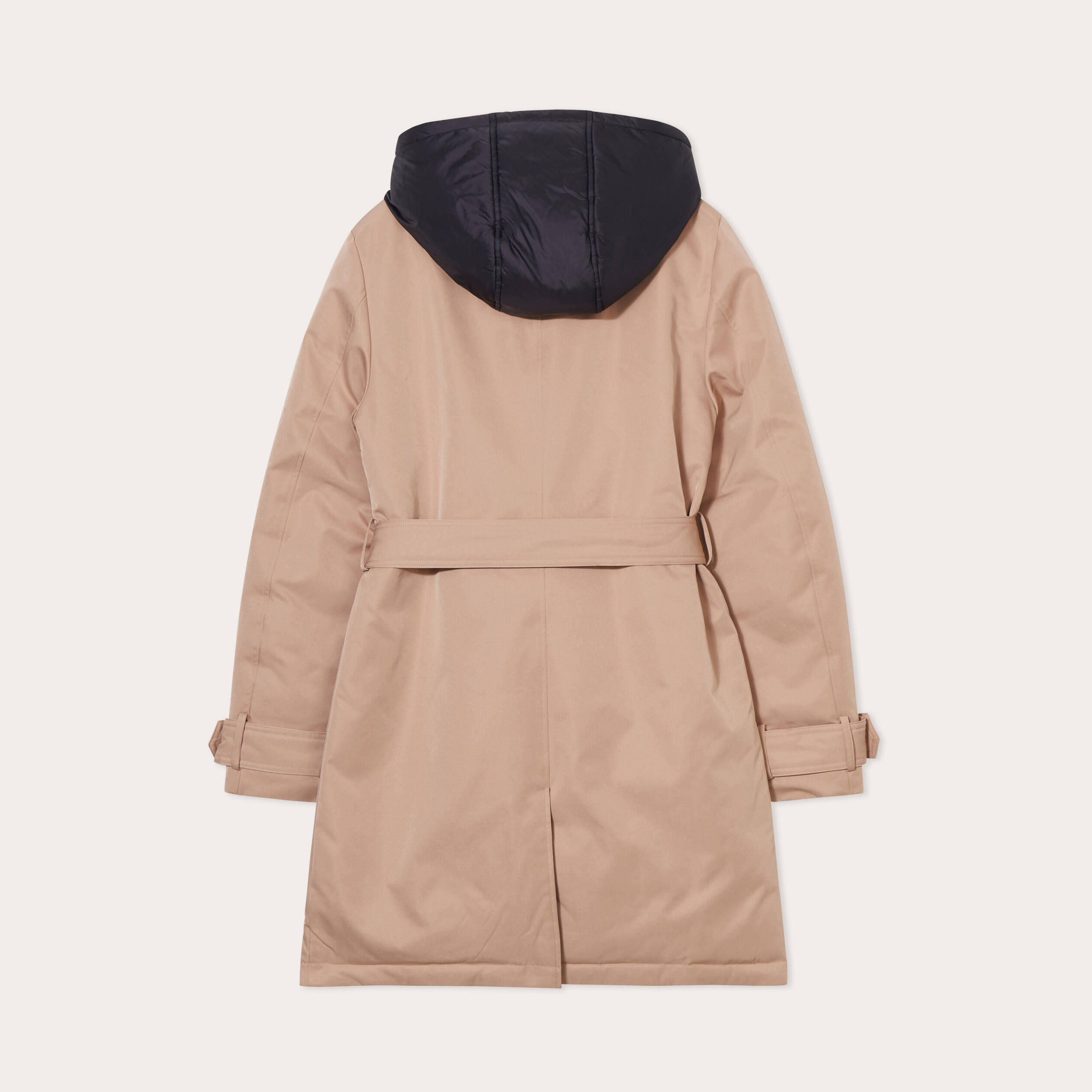 Trench ceintur&eacute; avec capuche camel femme