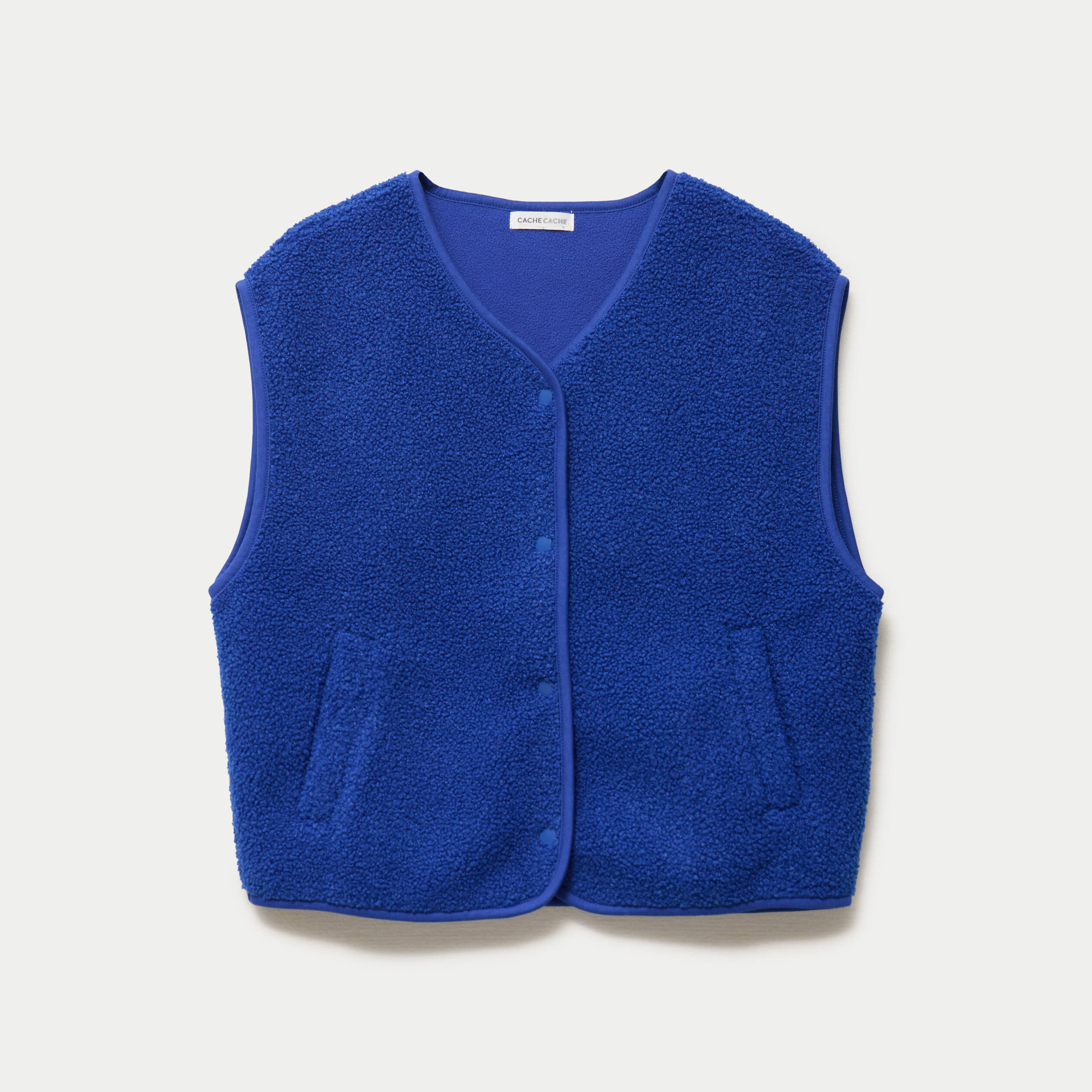 Gilet sans manches effet polaire bleu electrique femme