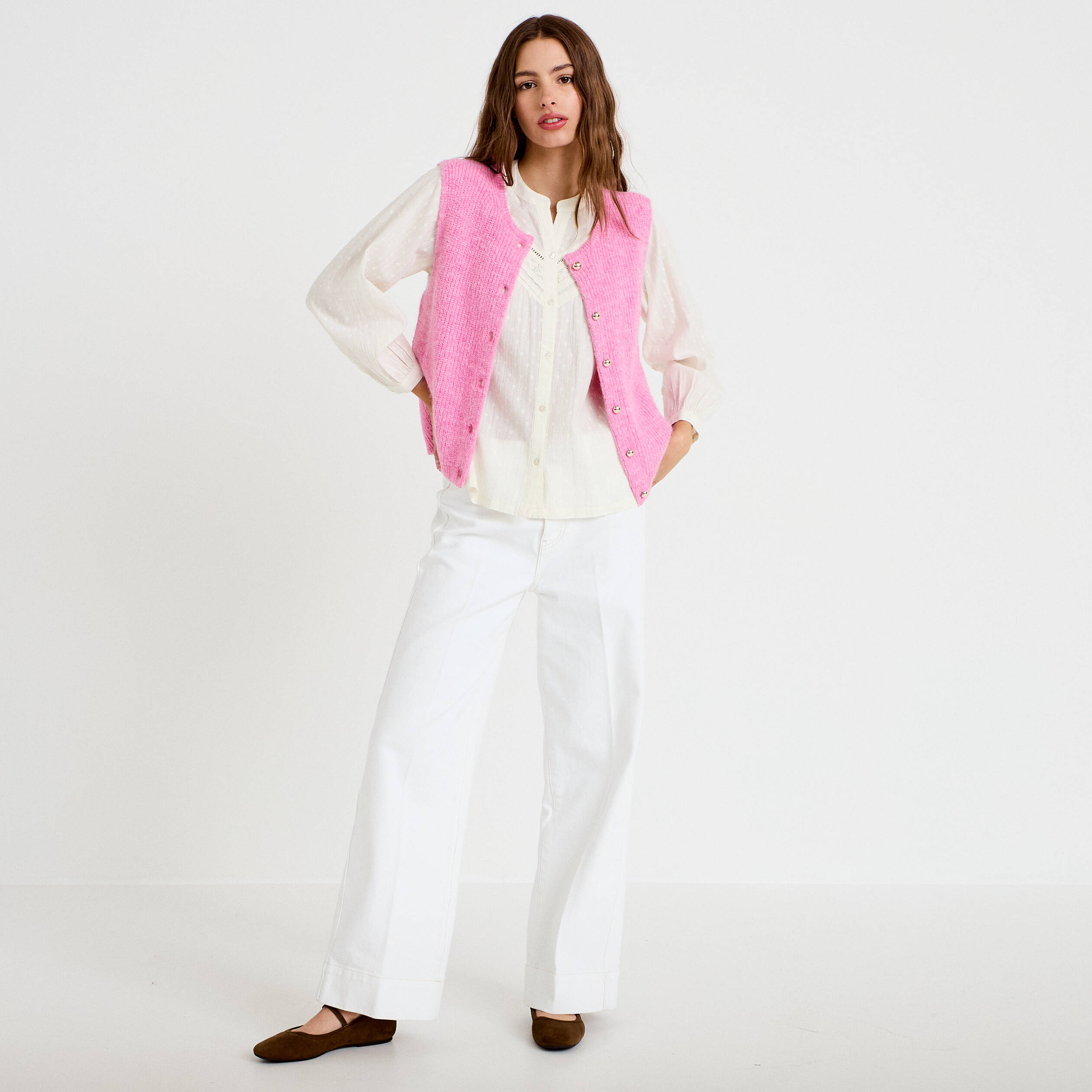 Gilet sans manches rose fushia femme
