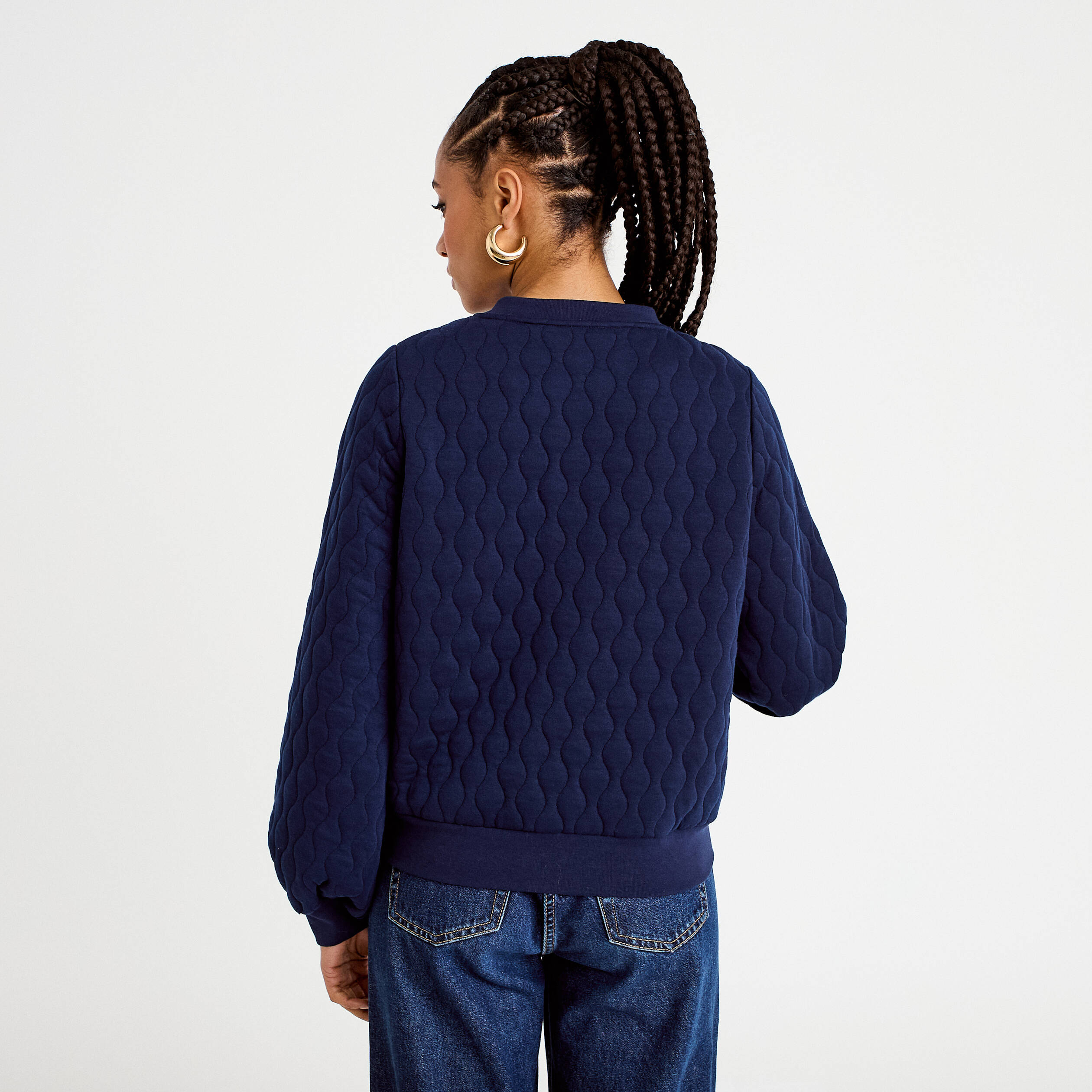 Bomber manches longues bleu marine femme