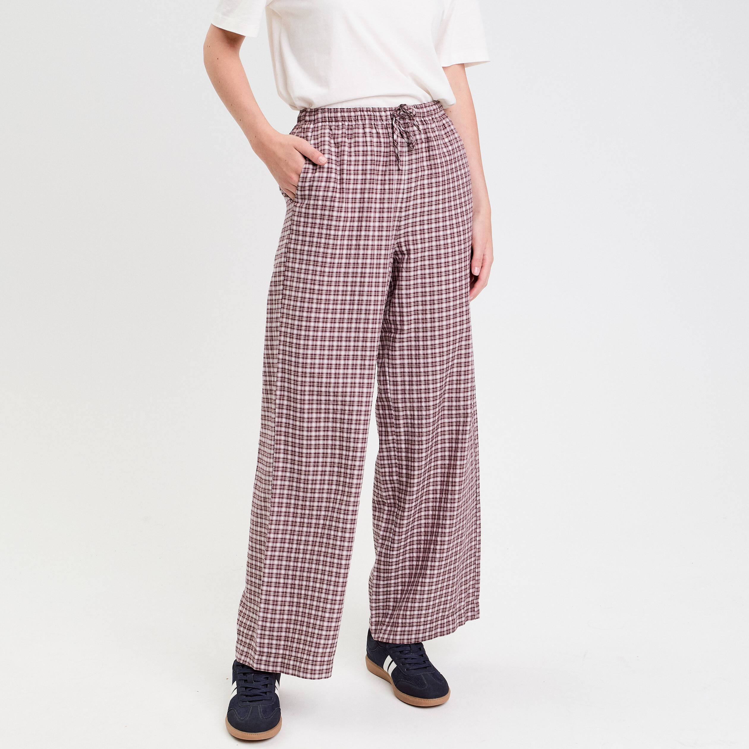 Pantalon large taille standard blanc femme