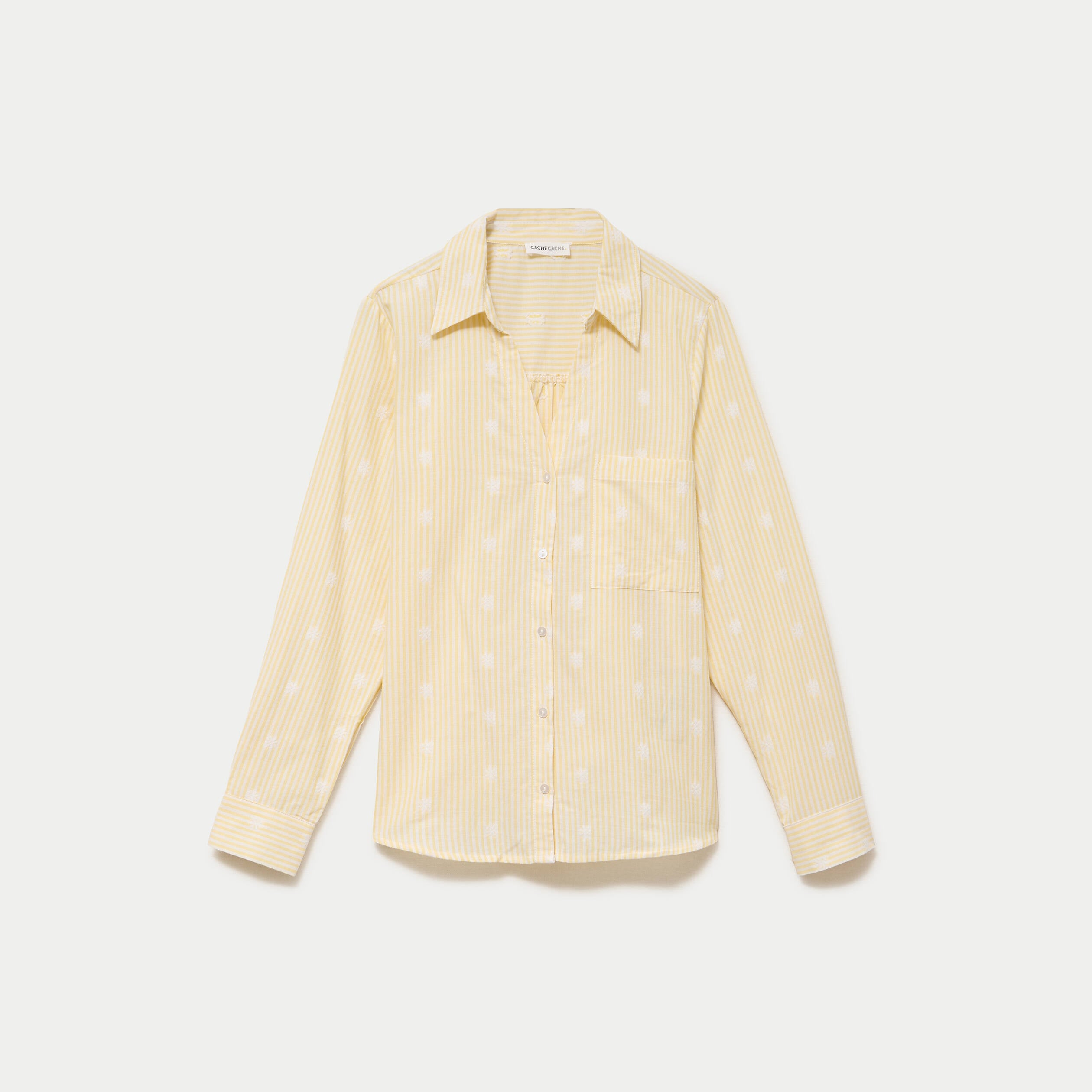 Chemise droite manches longues jaune citron femme