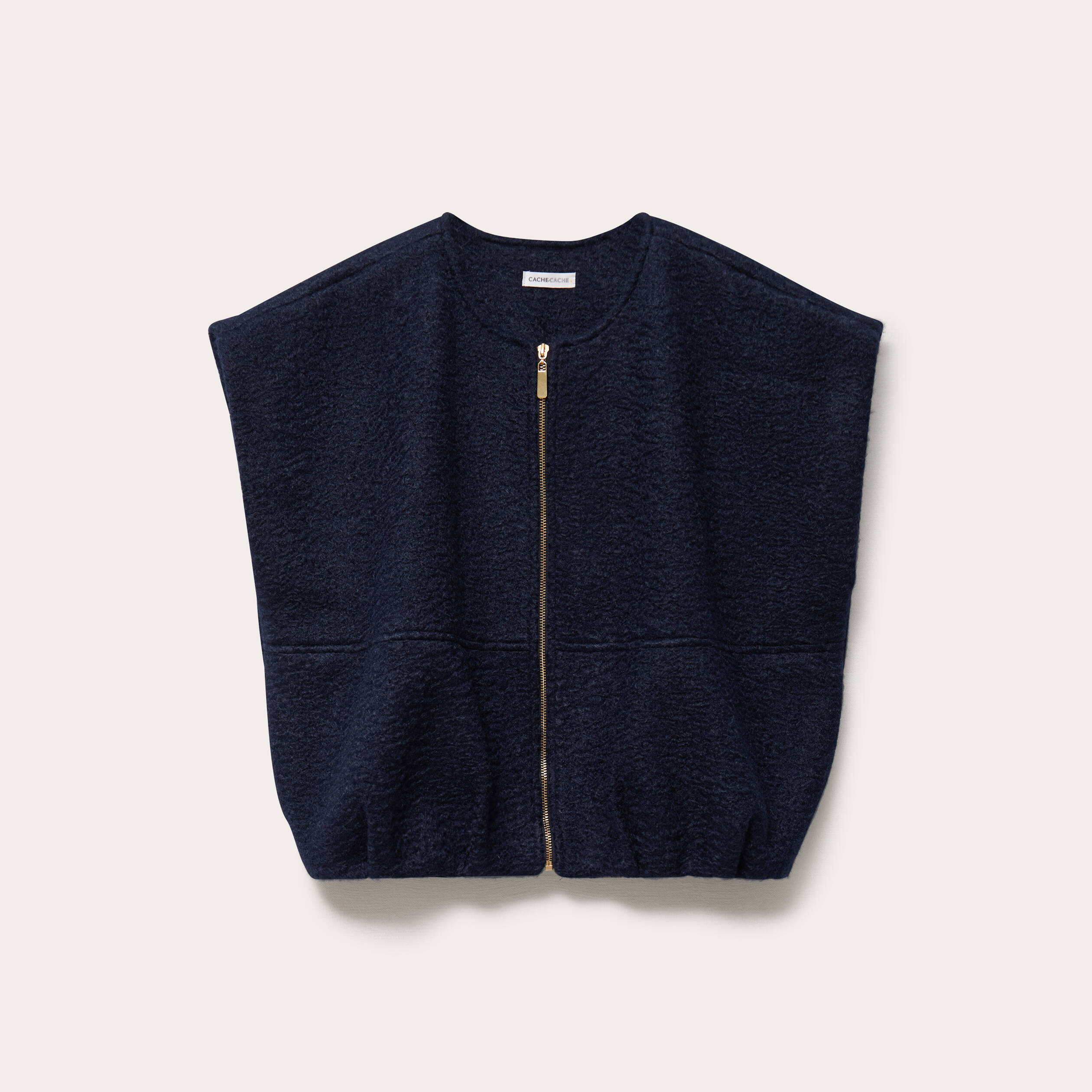 Veste oversize sans manches col rond bleu marine femme