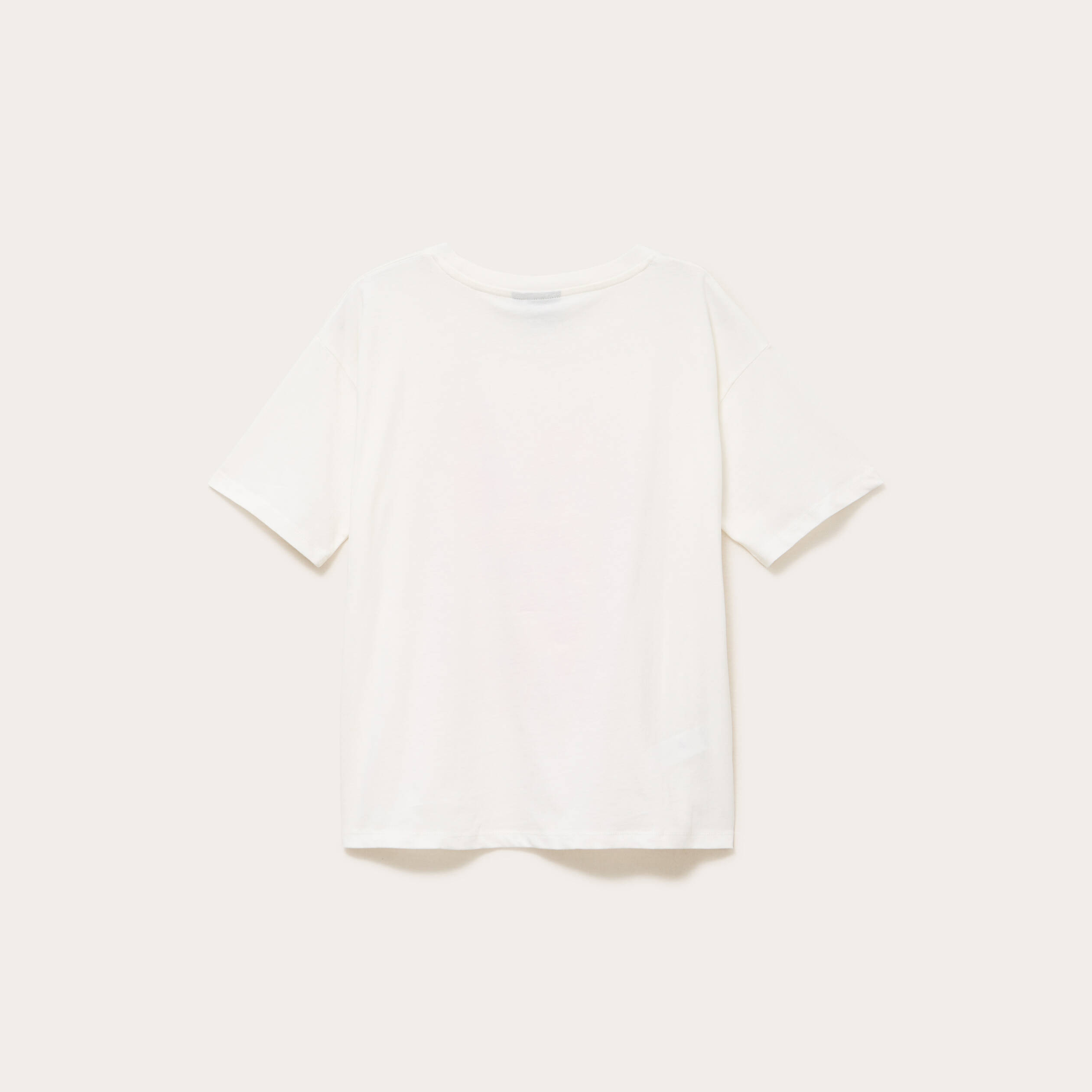 T-shirt col rond manches courtes ecru femme