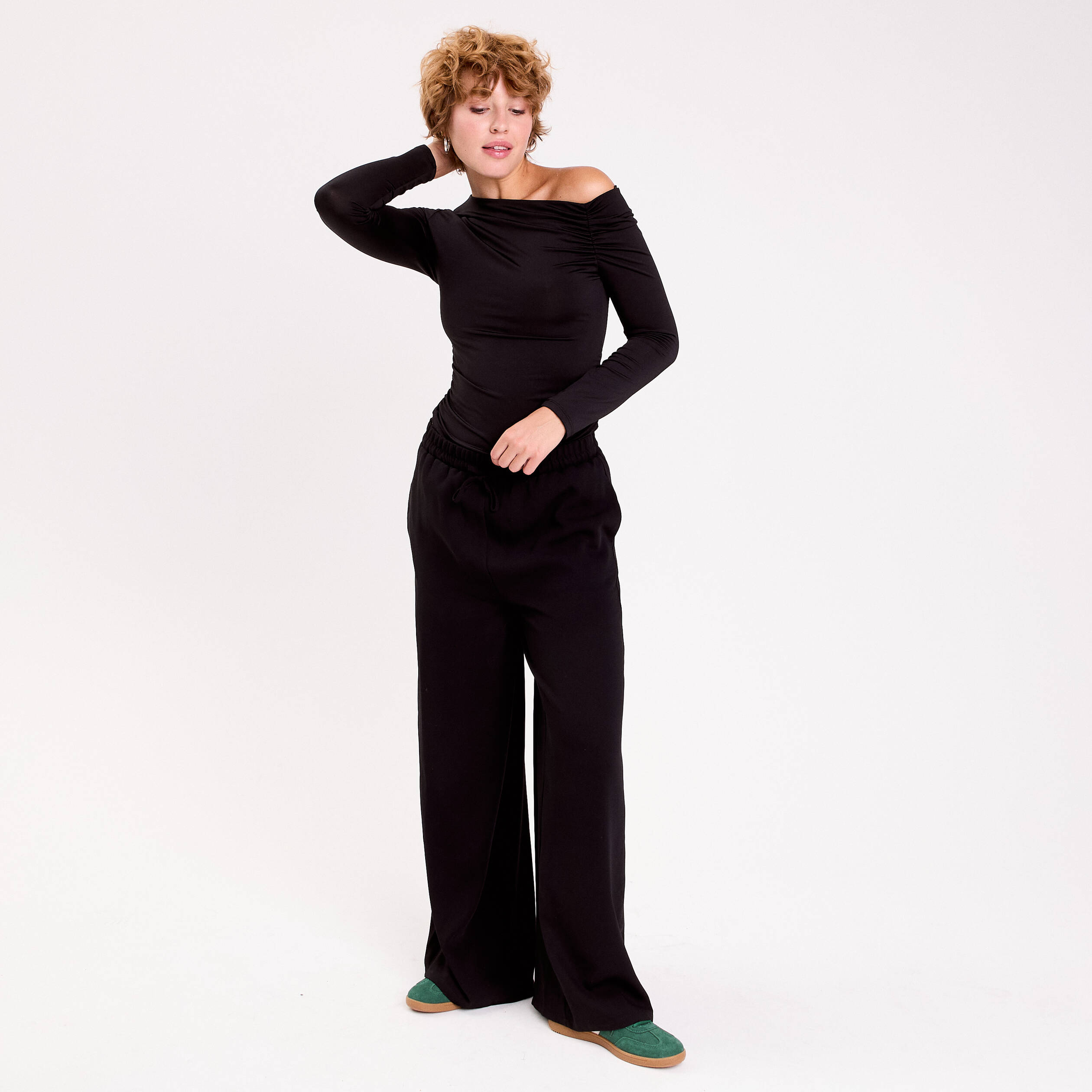 Pantalon large noir femme