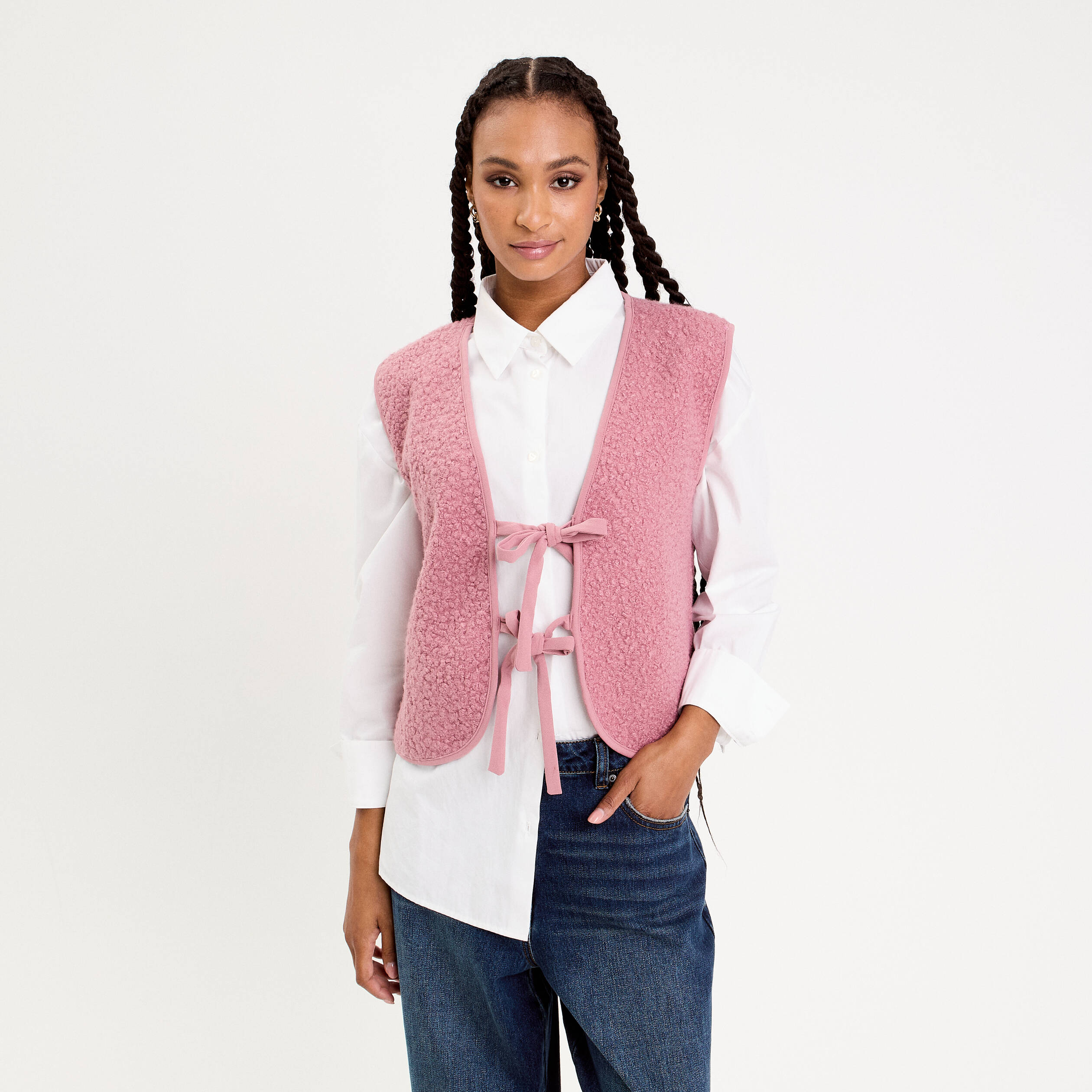 Gilet sans manches polaire vieux rose femme