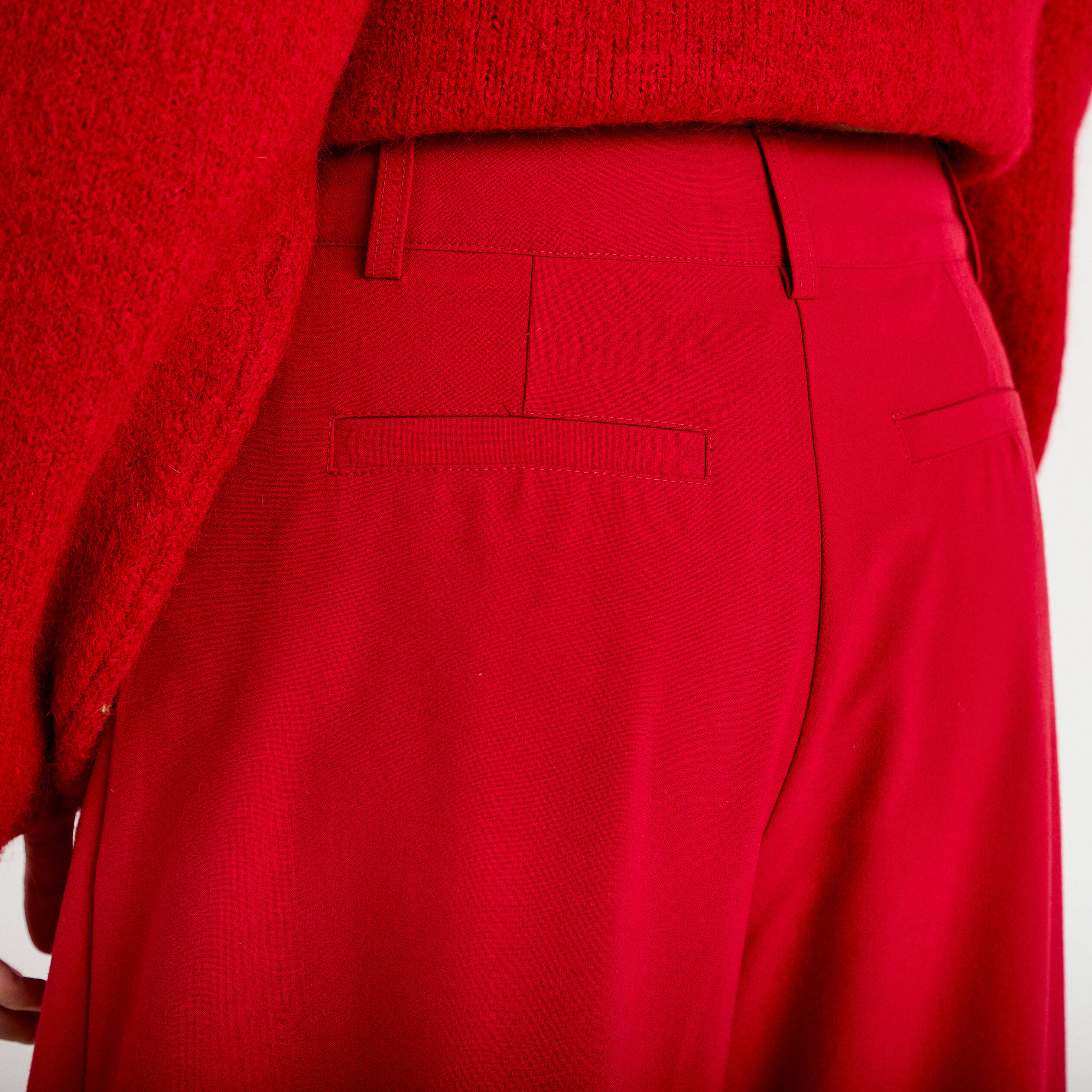 Pantalon barrel taille standard rouge femme