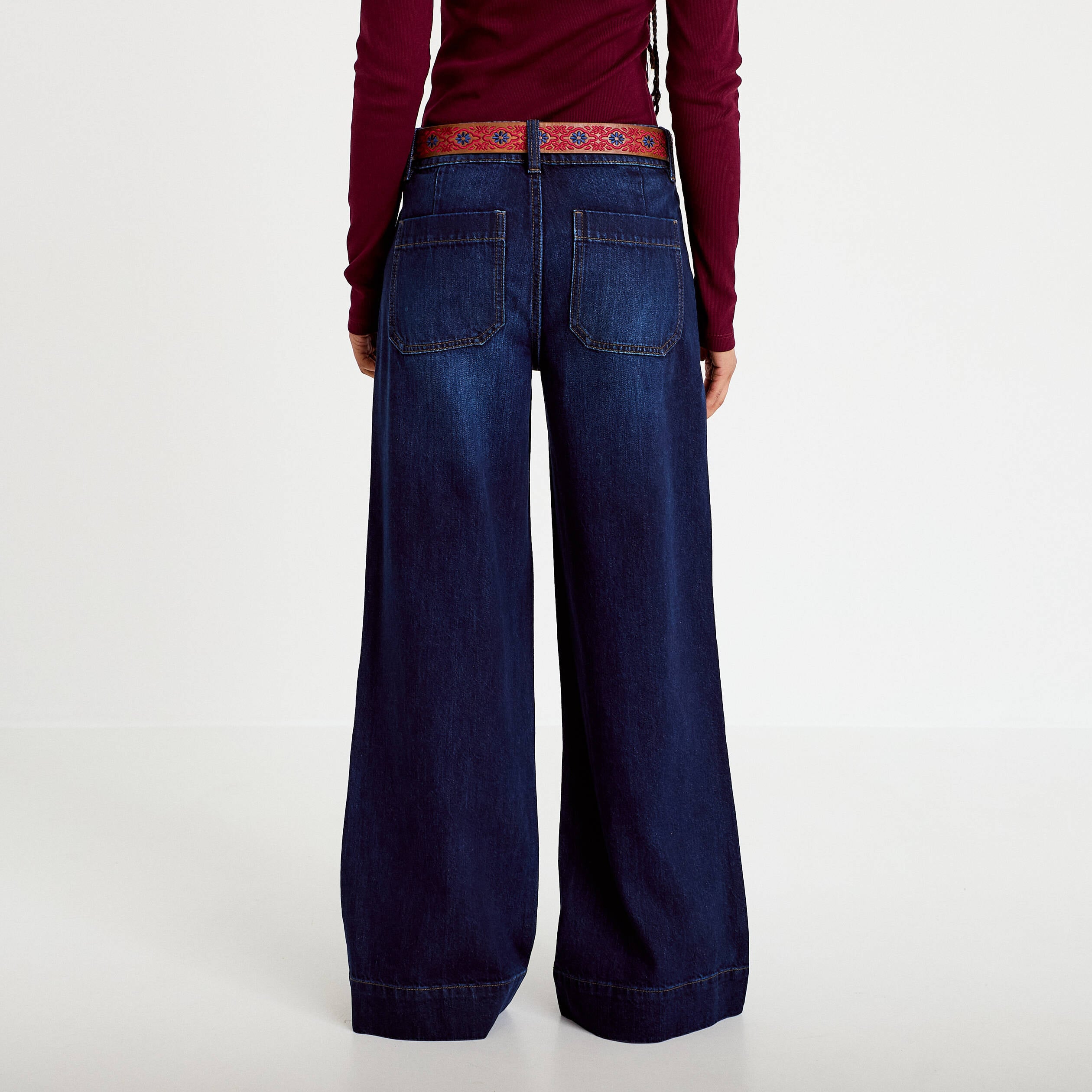 Jean bootcut ceinture amovible denim brut femme
