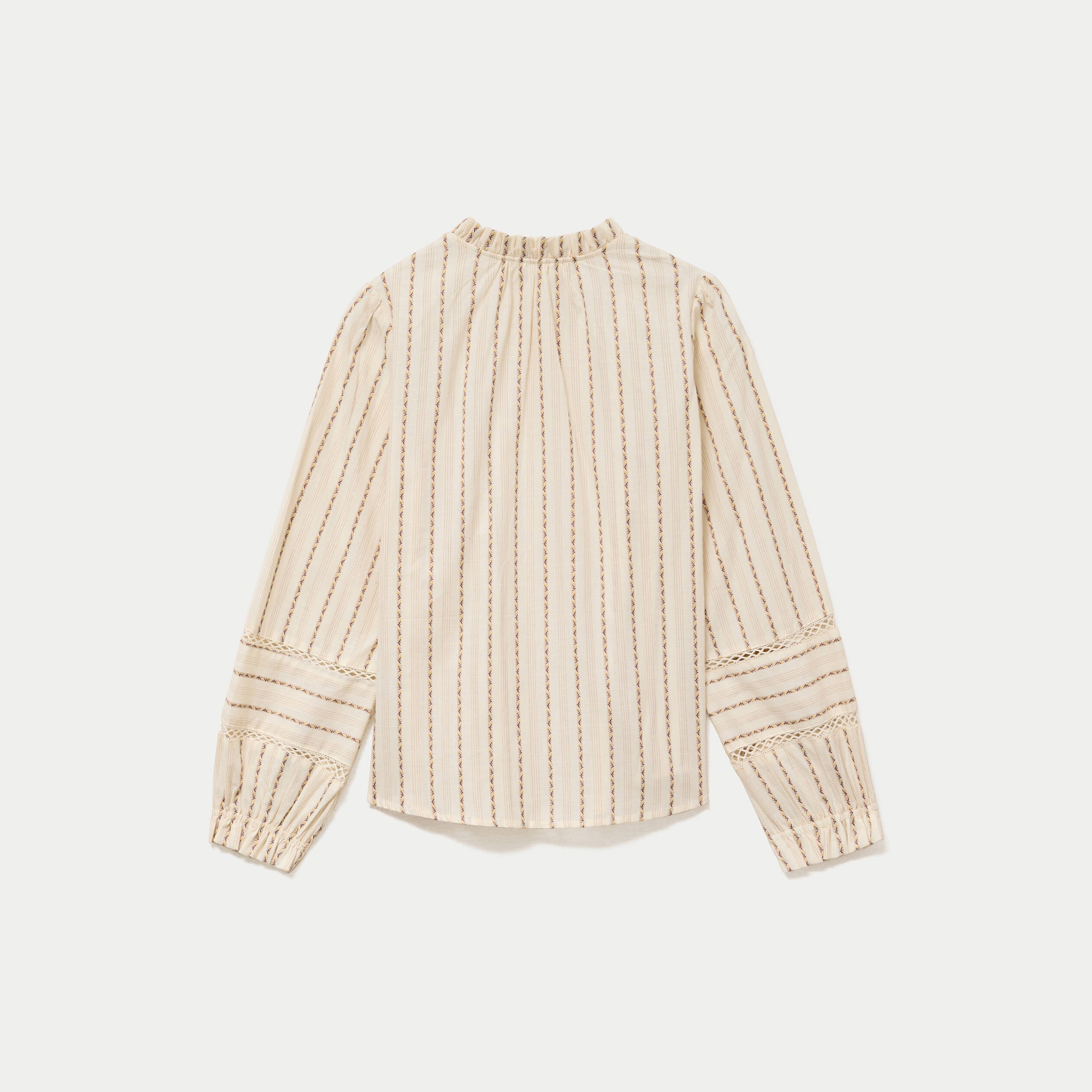 Blouse ajour&eacute;e manches longues marron femme