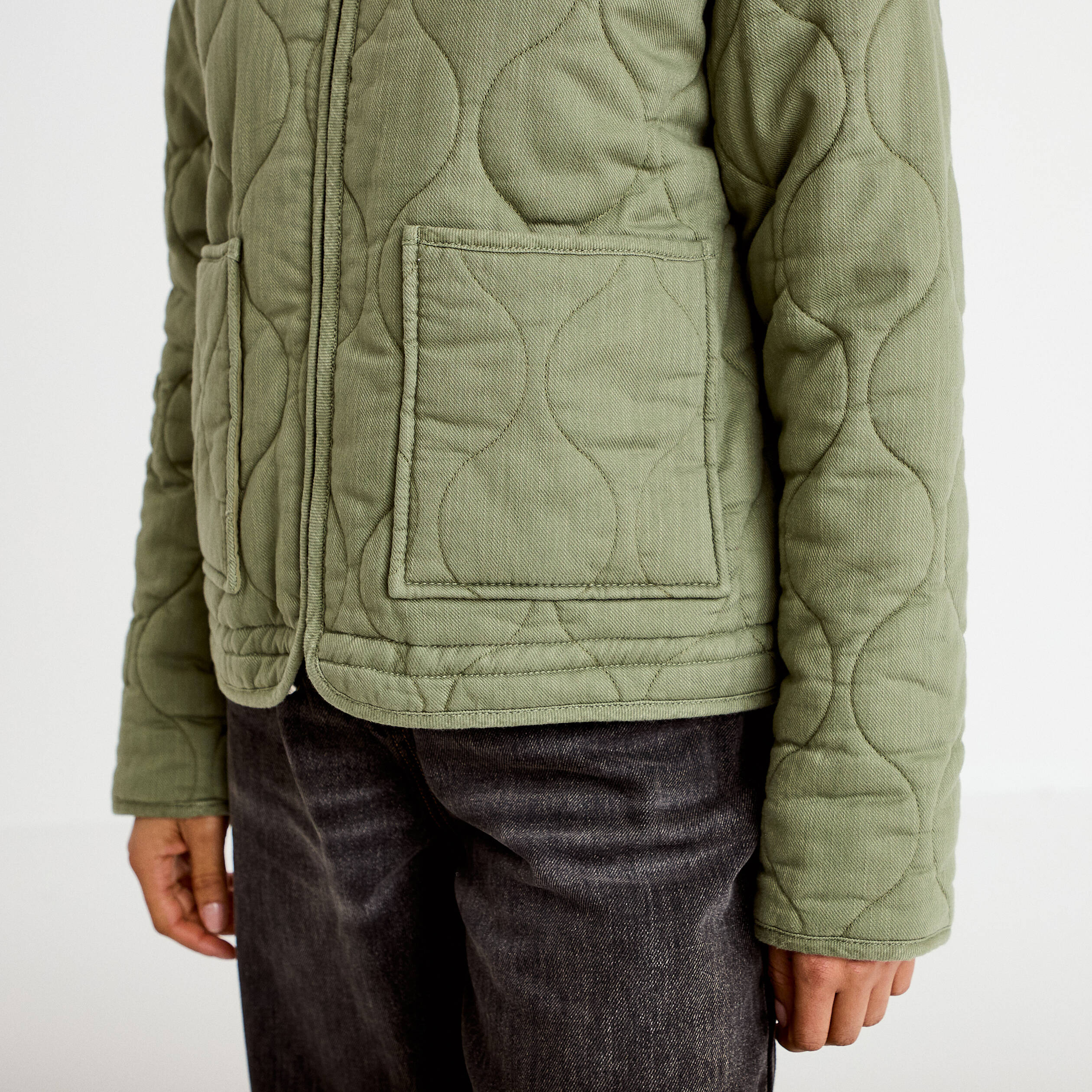 Veste matelass&eacute;e zipp&eacute;e vert kaki femme