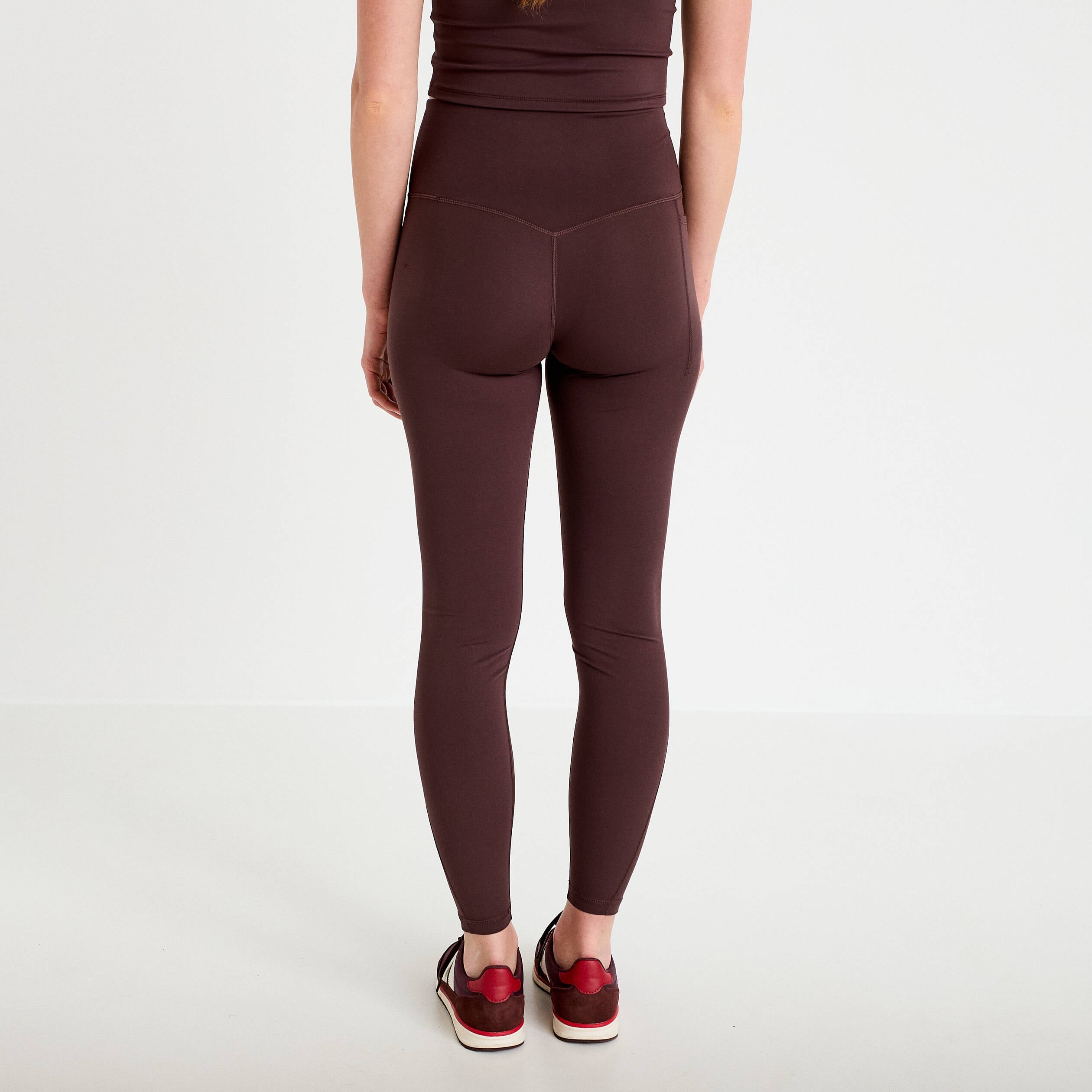 Legging taille haute marron fonc&eacute; femme