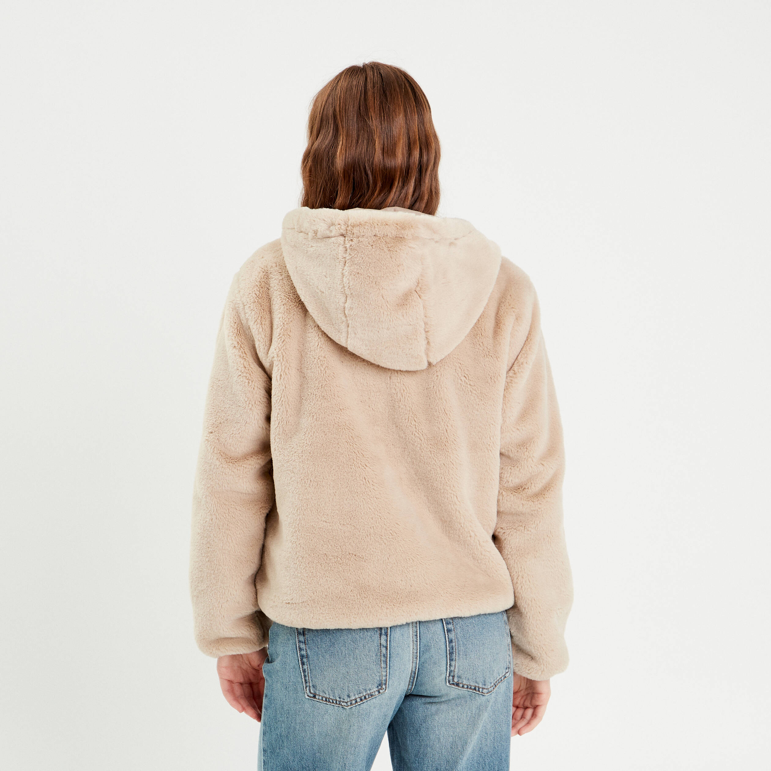 Parka r&eacute;versible &agrave; capuche beige femme