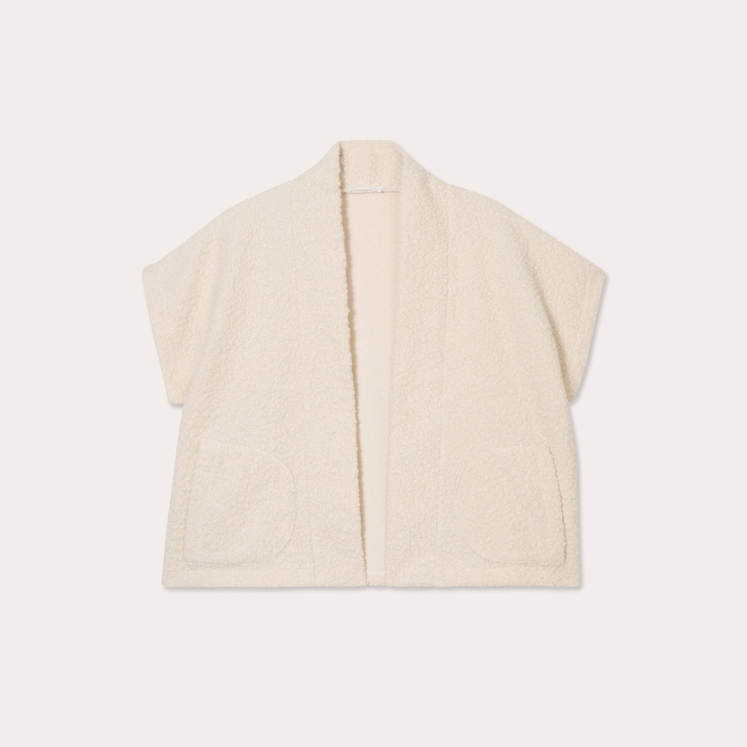 Gilet polaire manches courtes ecru femme