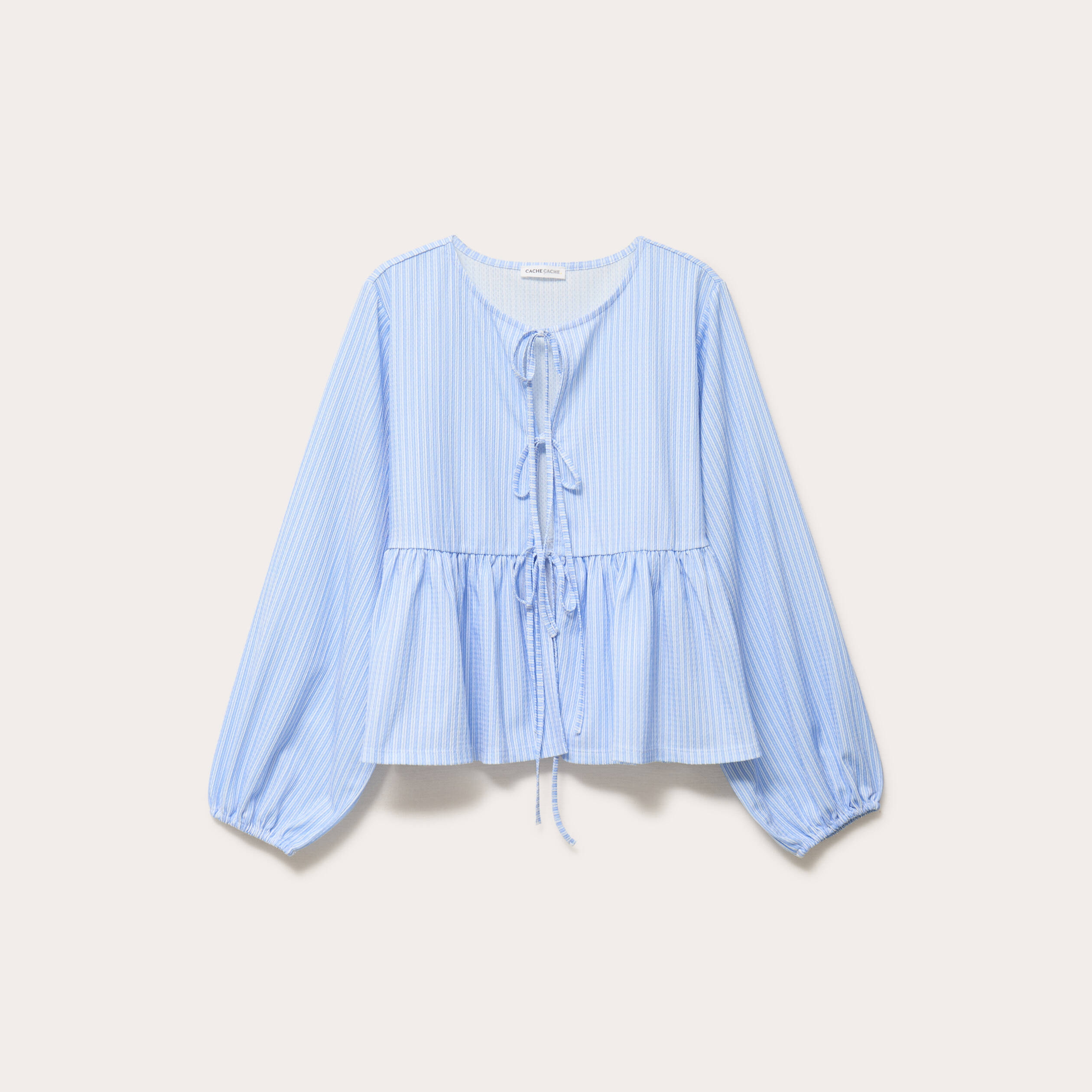 Blouse manches longues en cr&ecirc;pe blanc femme