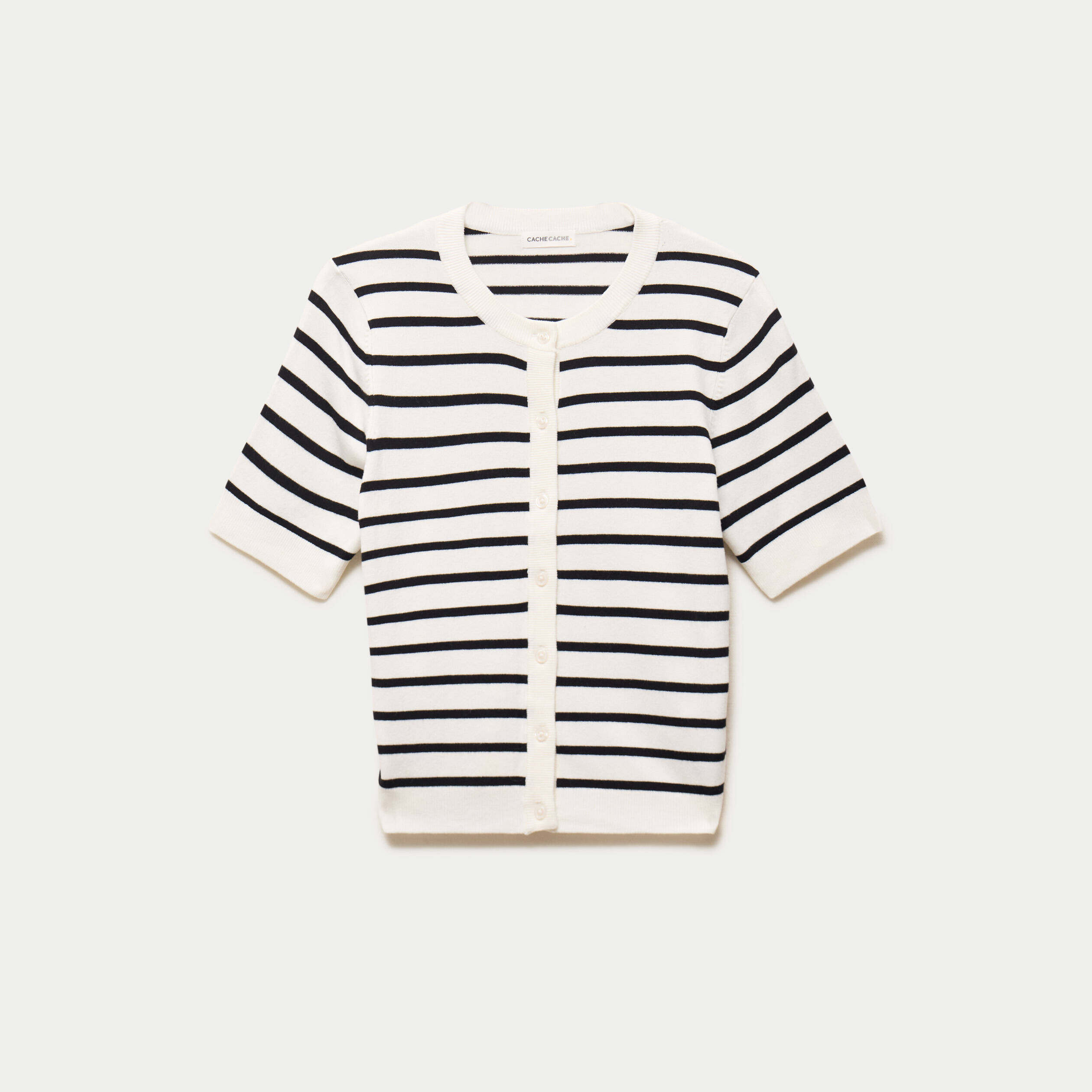 Gilet ajust&eacute; manches courtes fin blanc femme