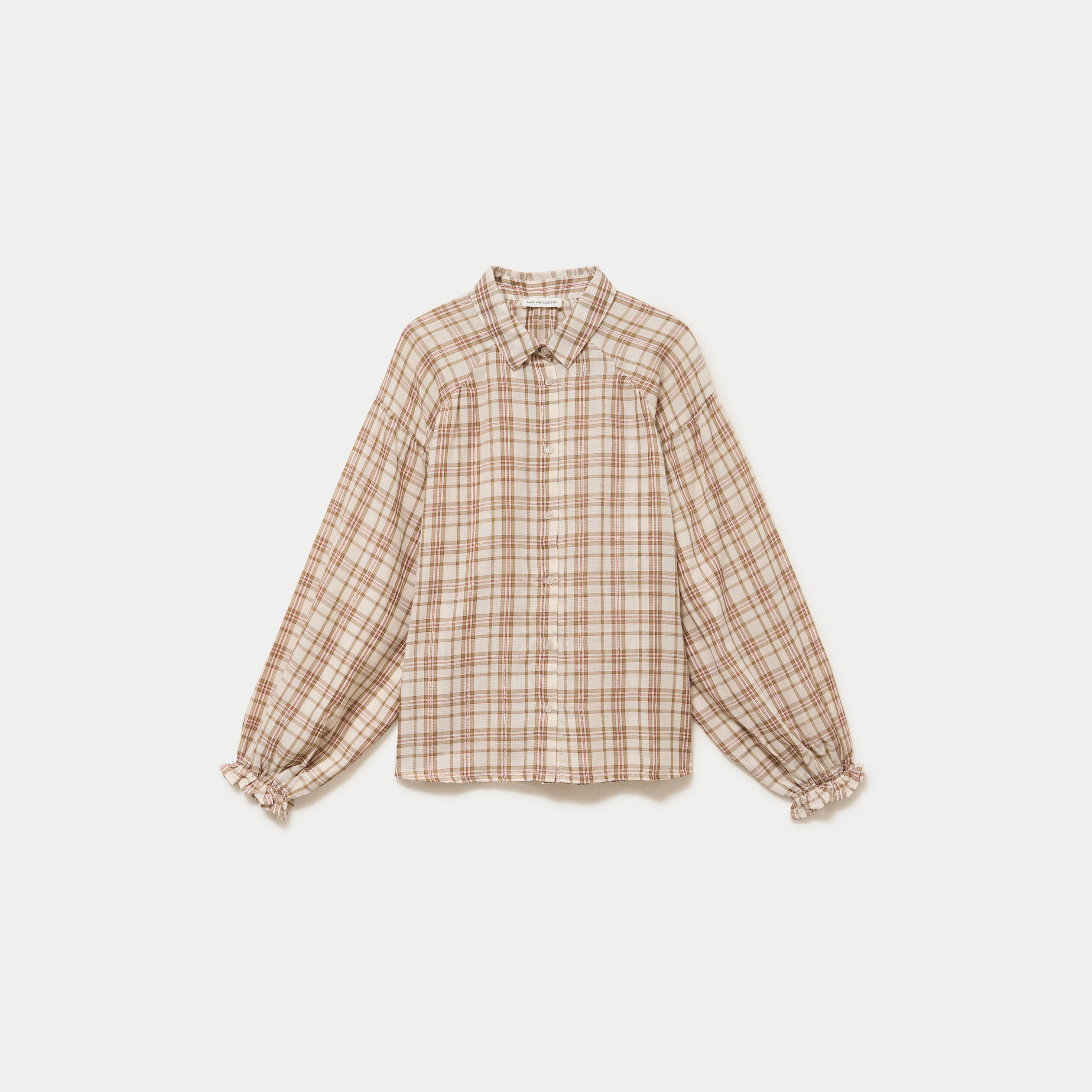 Chemise coupe ample manches longues marron femme