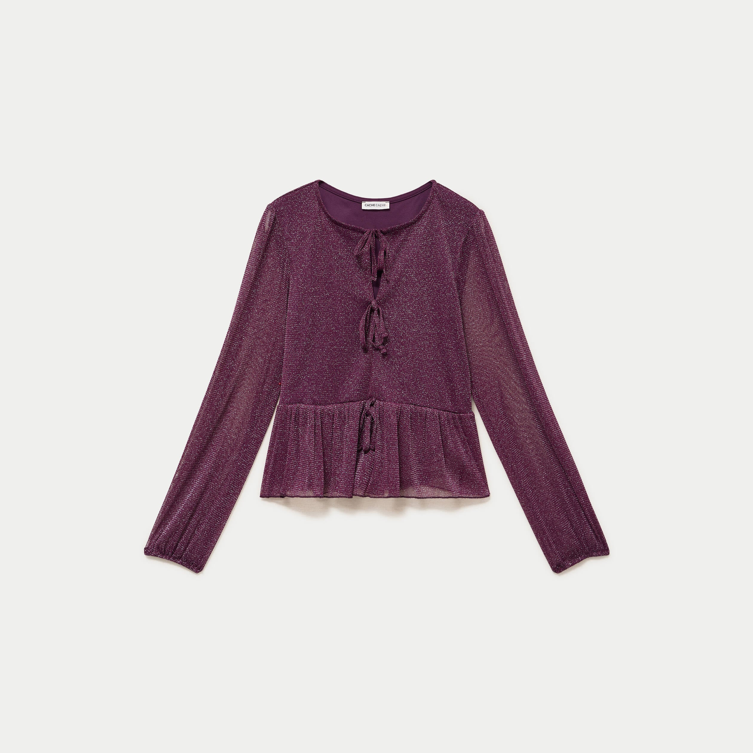 Blouse manches longues prune femme