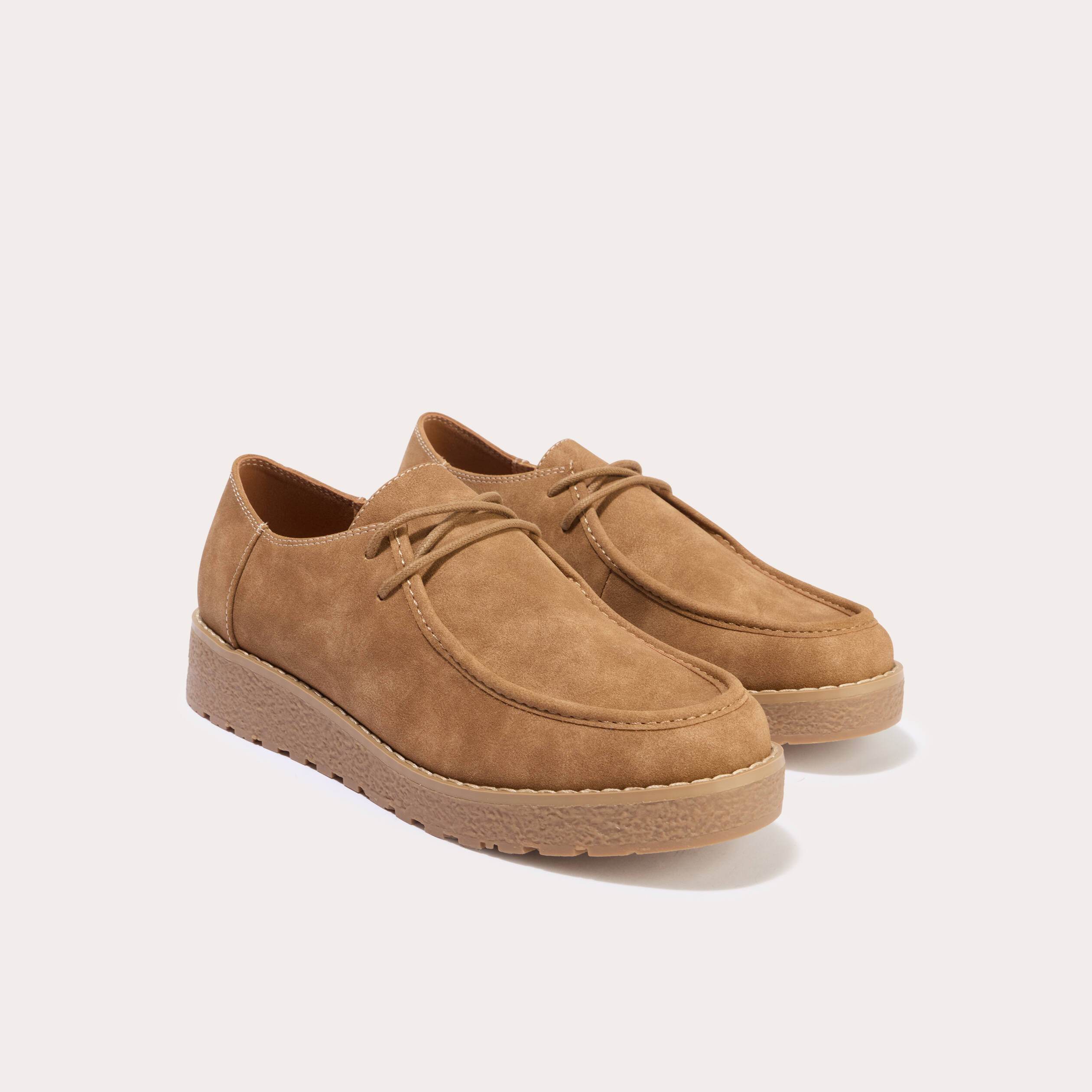 Chaussures aspect daim camel femme
