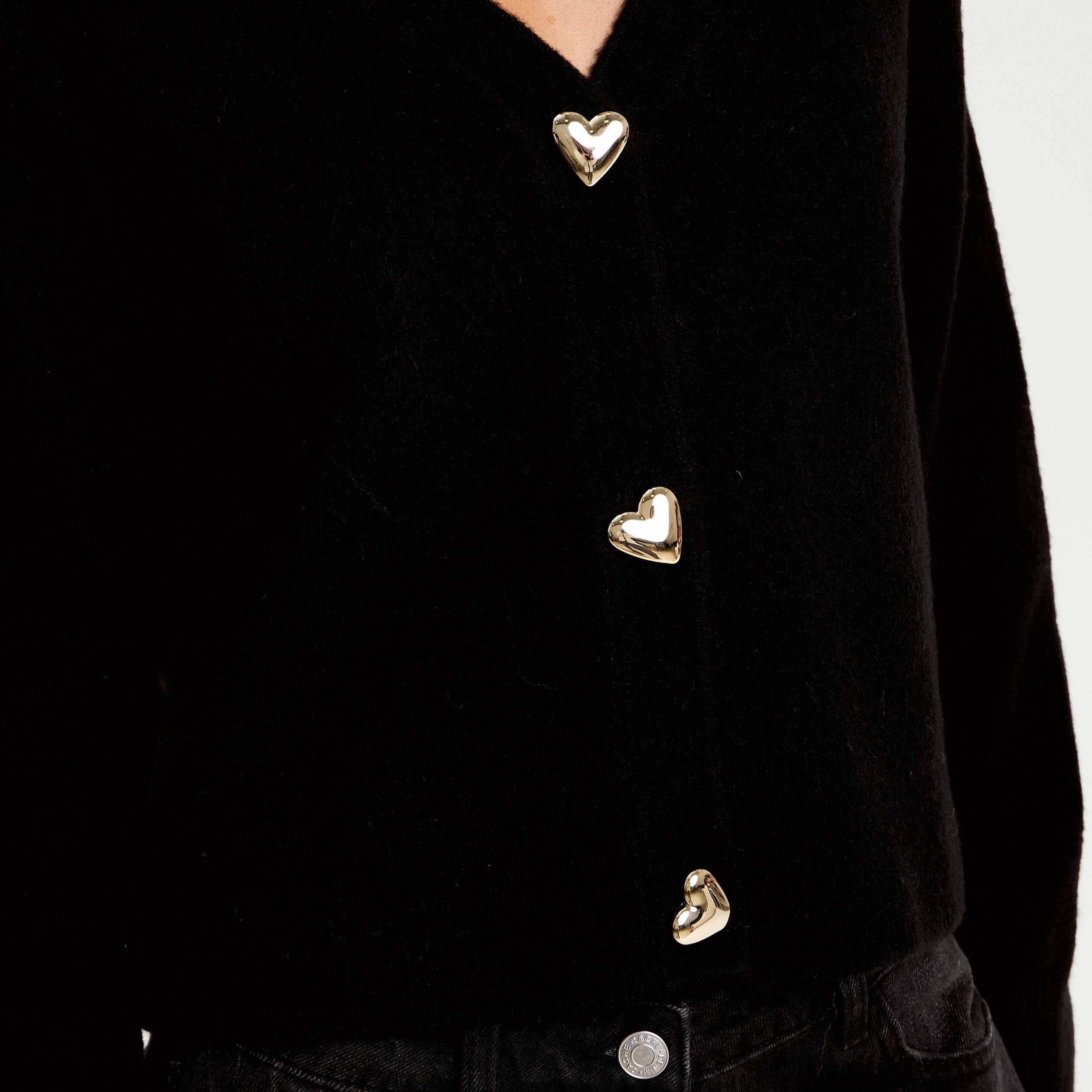 Gilet boutons coeur noir femme