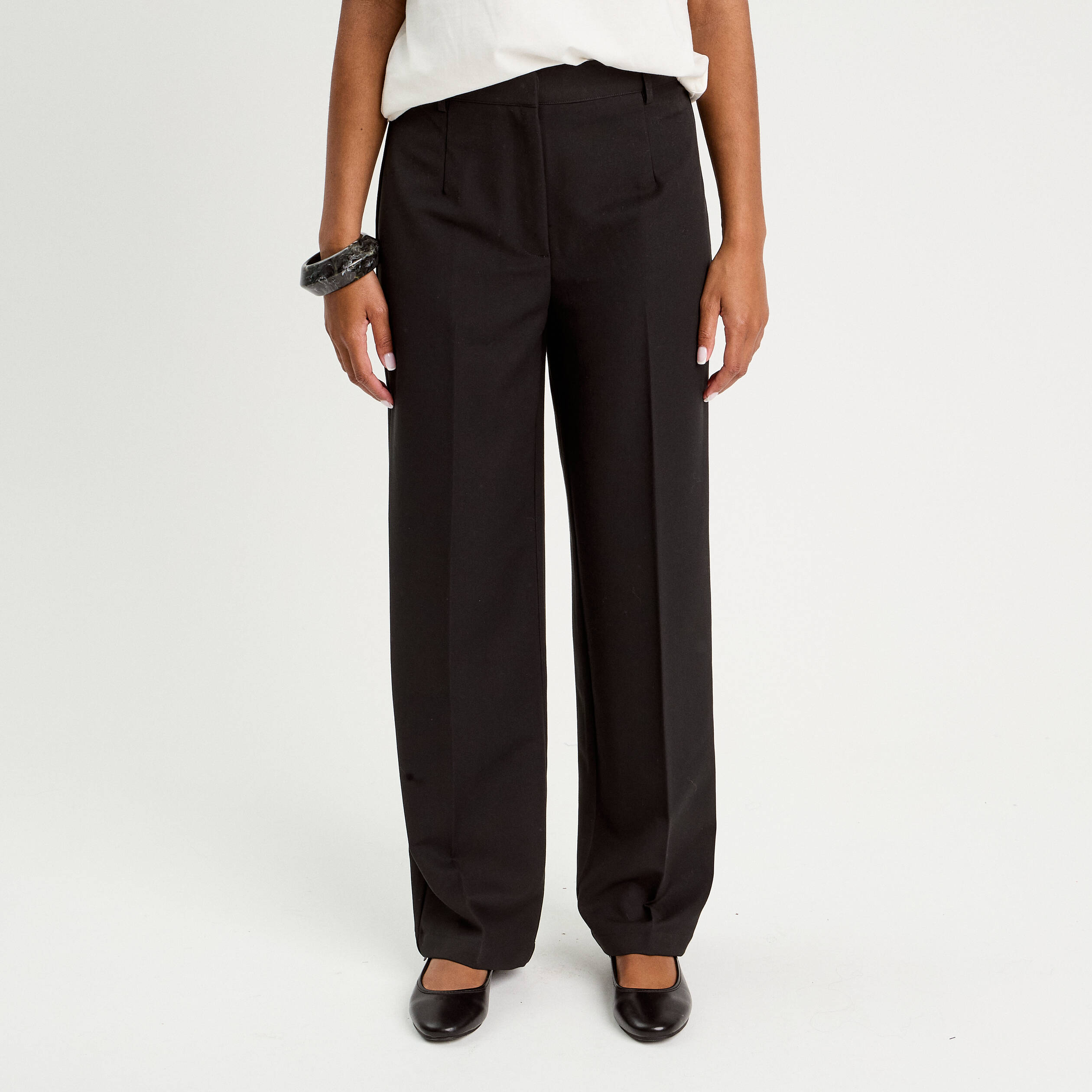 Pantalon large ventre plat noir femme