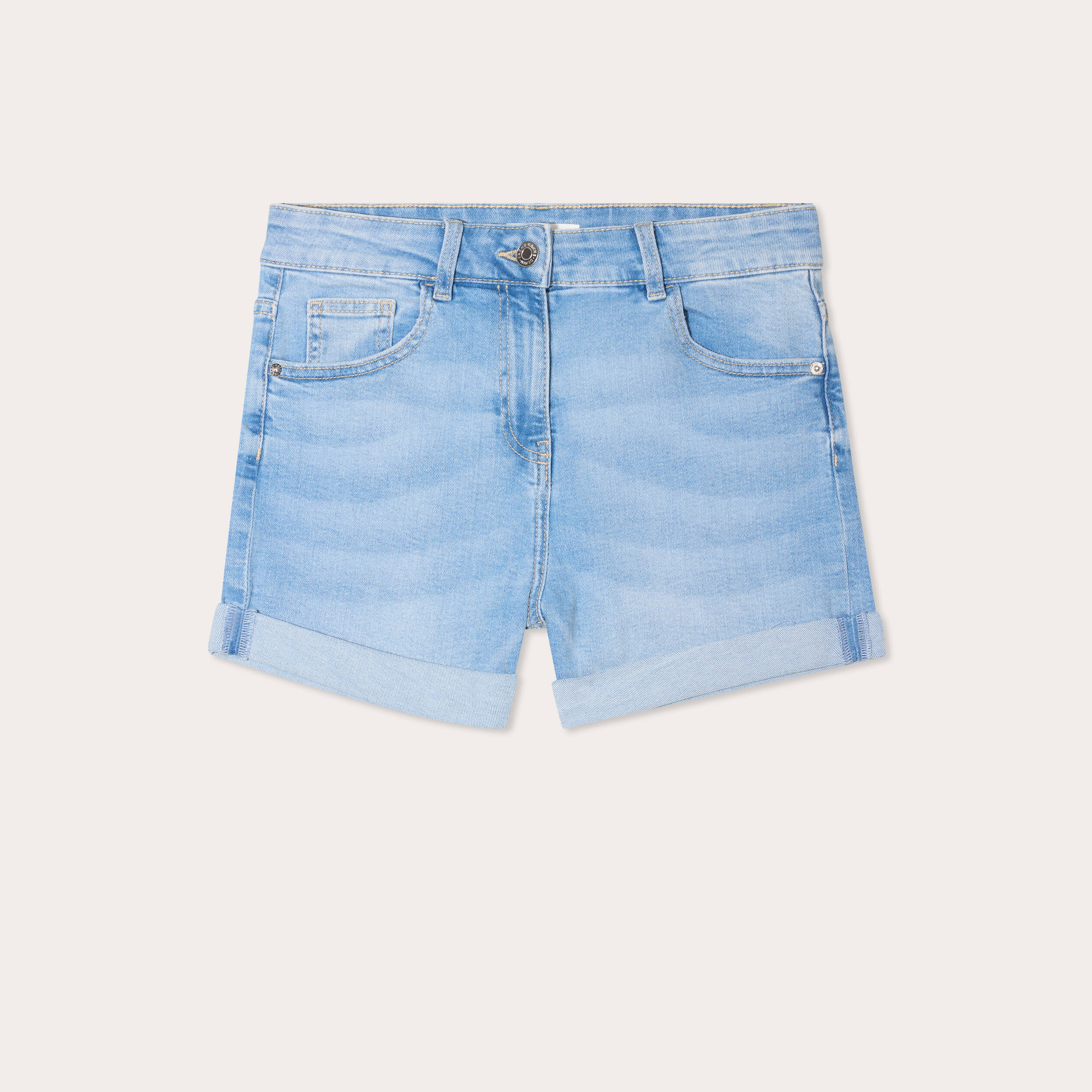 Short slim en jean denim bleach femme