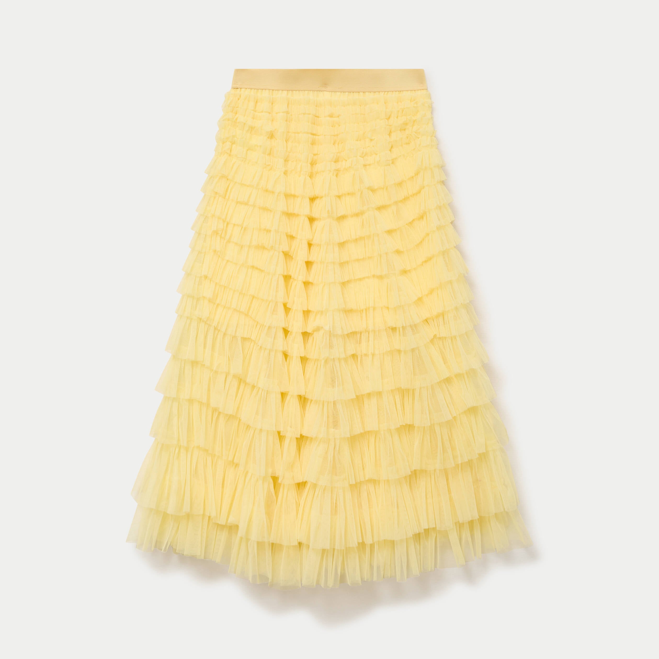 Jupe longue &eacute;vas&eacute;e jaune pastel femme