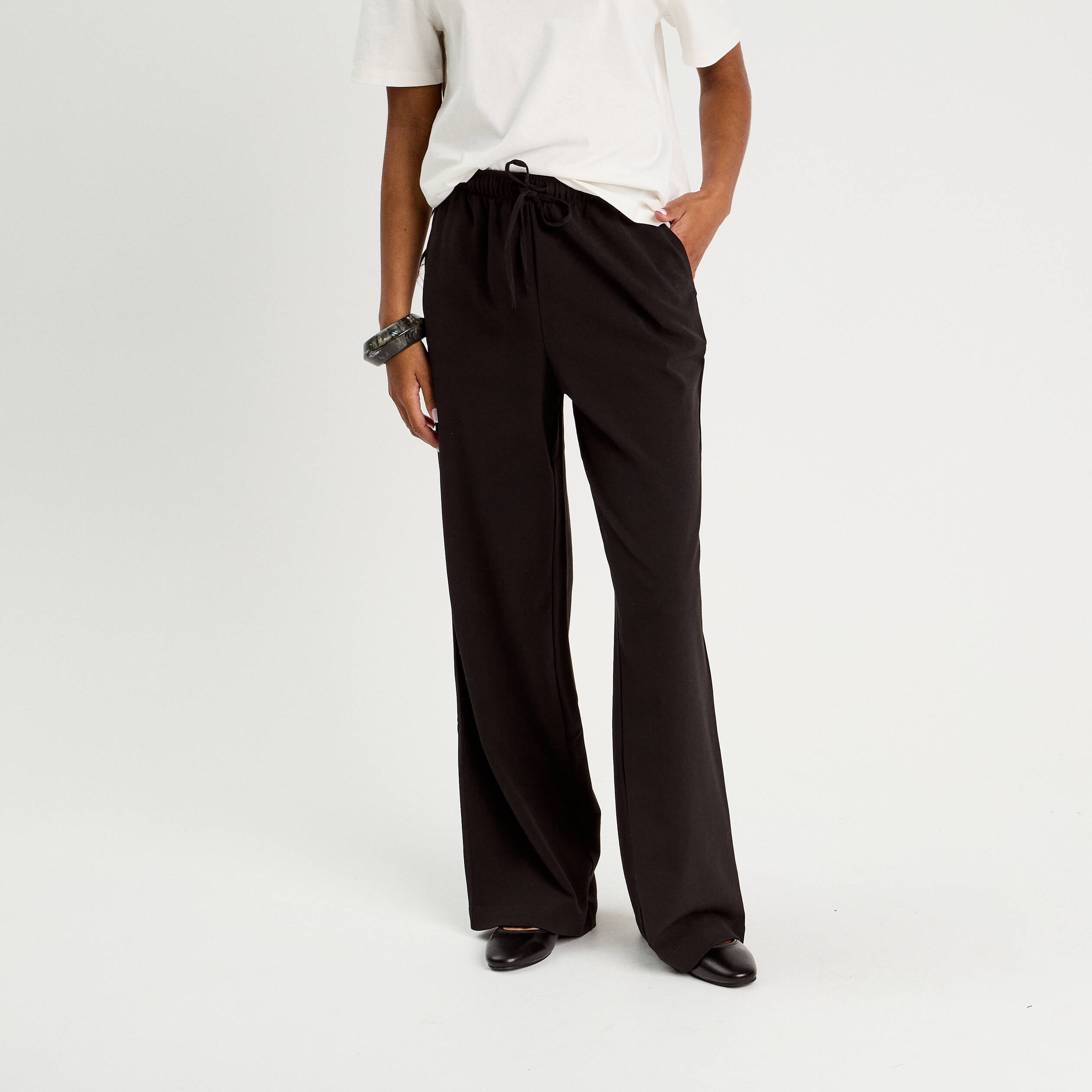 Pantalon large noir femme