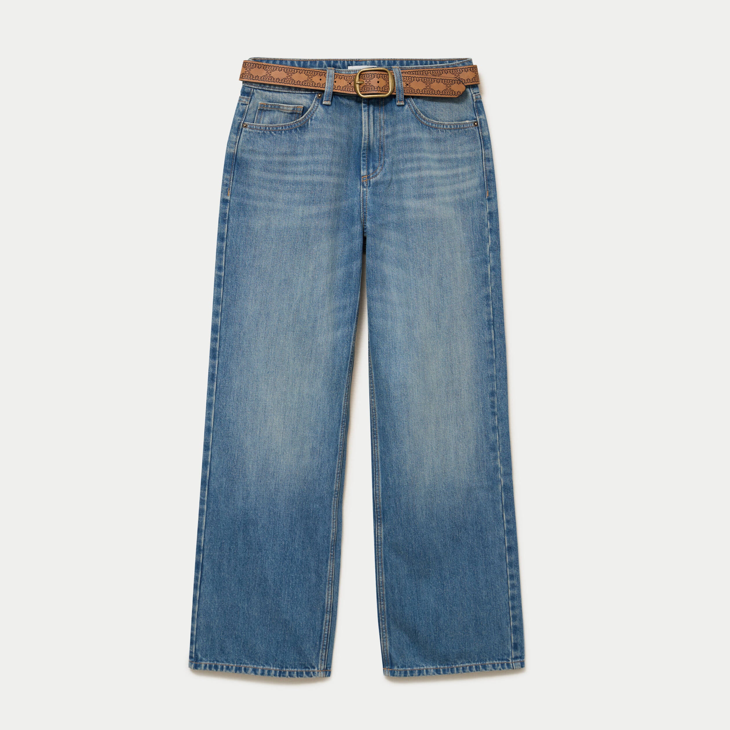 Jean wide leg ceinture amovible denim dirty femme