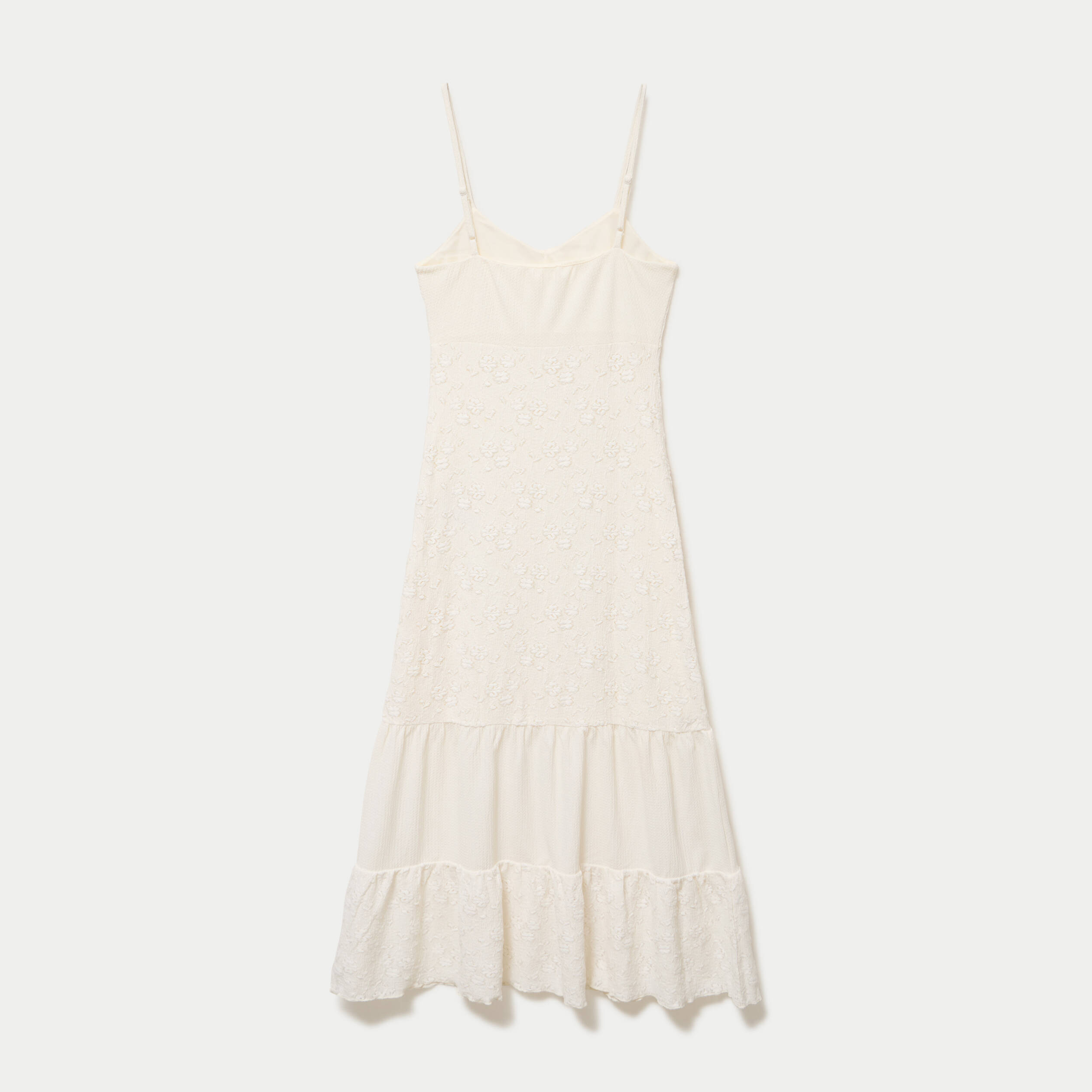 Robe longue &eacute;vas&eacute;e col v bretelles ecru femme