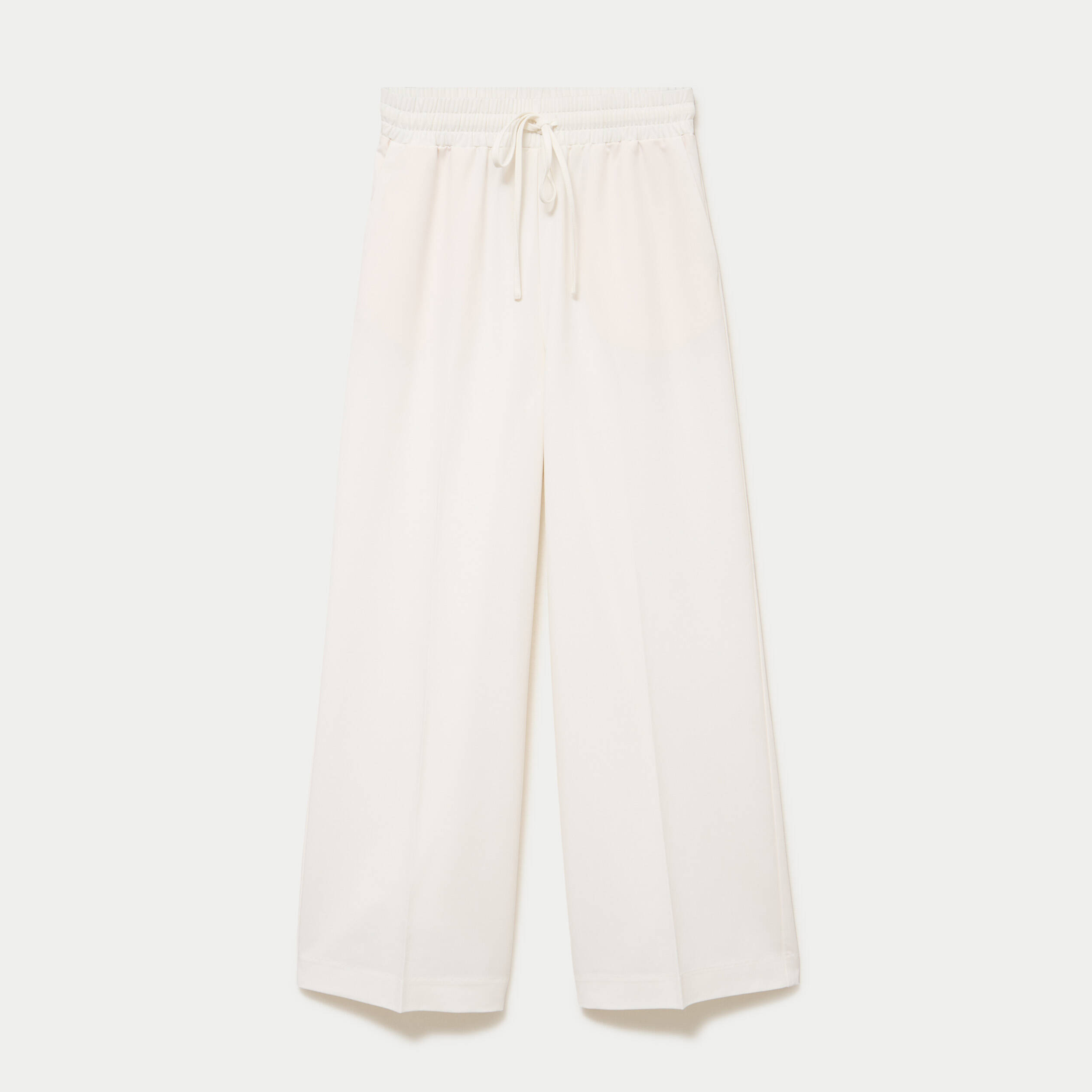 Pantalon large taille &eacute;lastiqu&eacute;e ecru femme