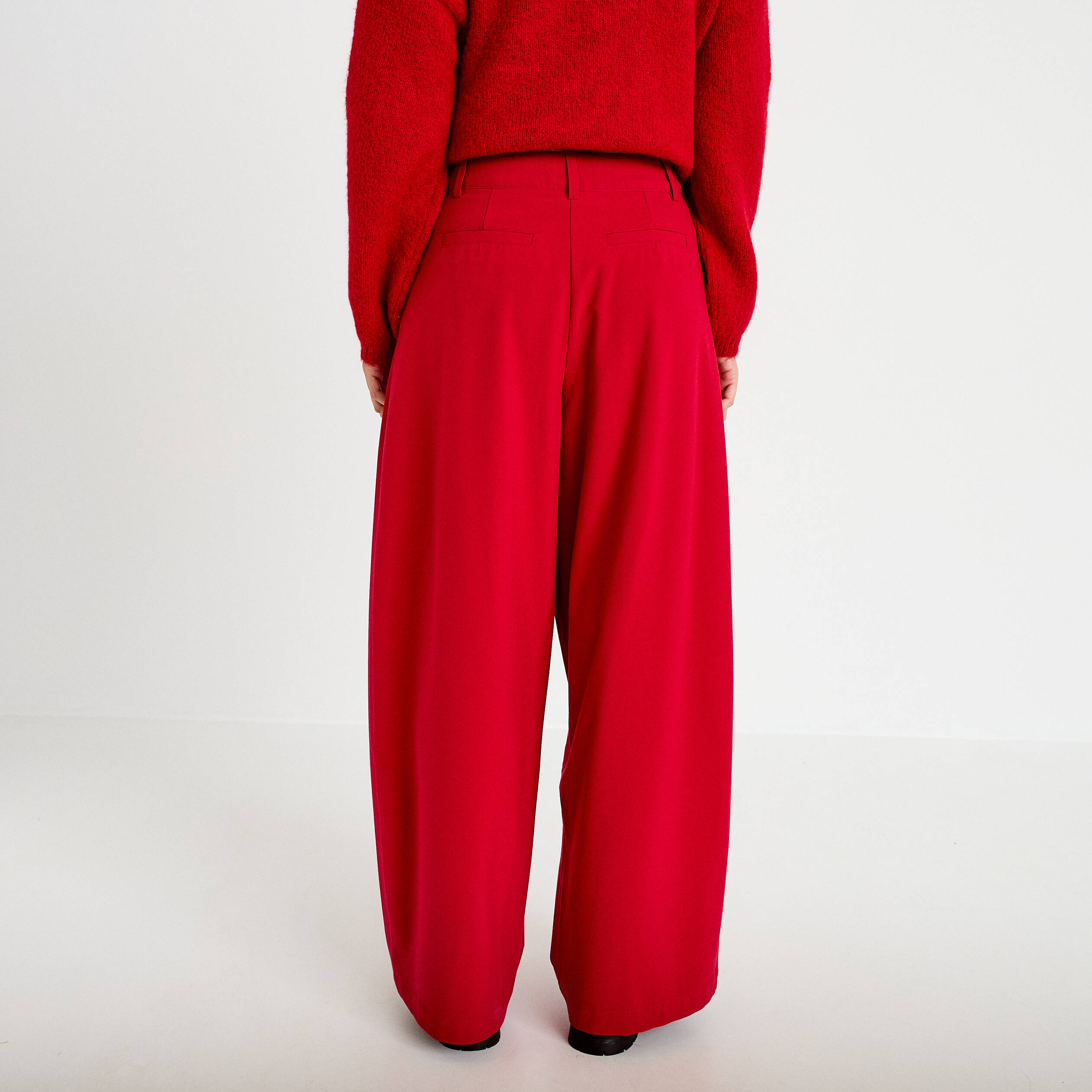 Pantalon barrel taille standard rouge femme