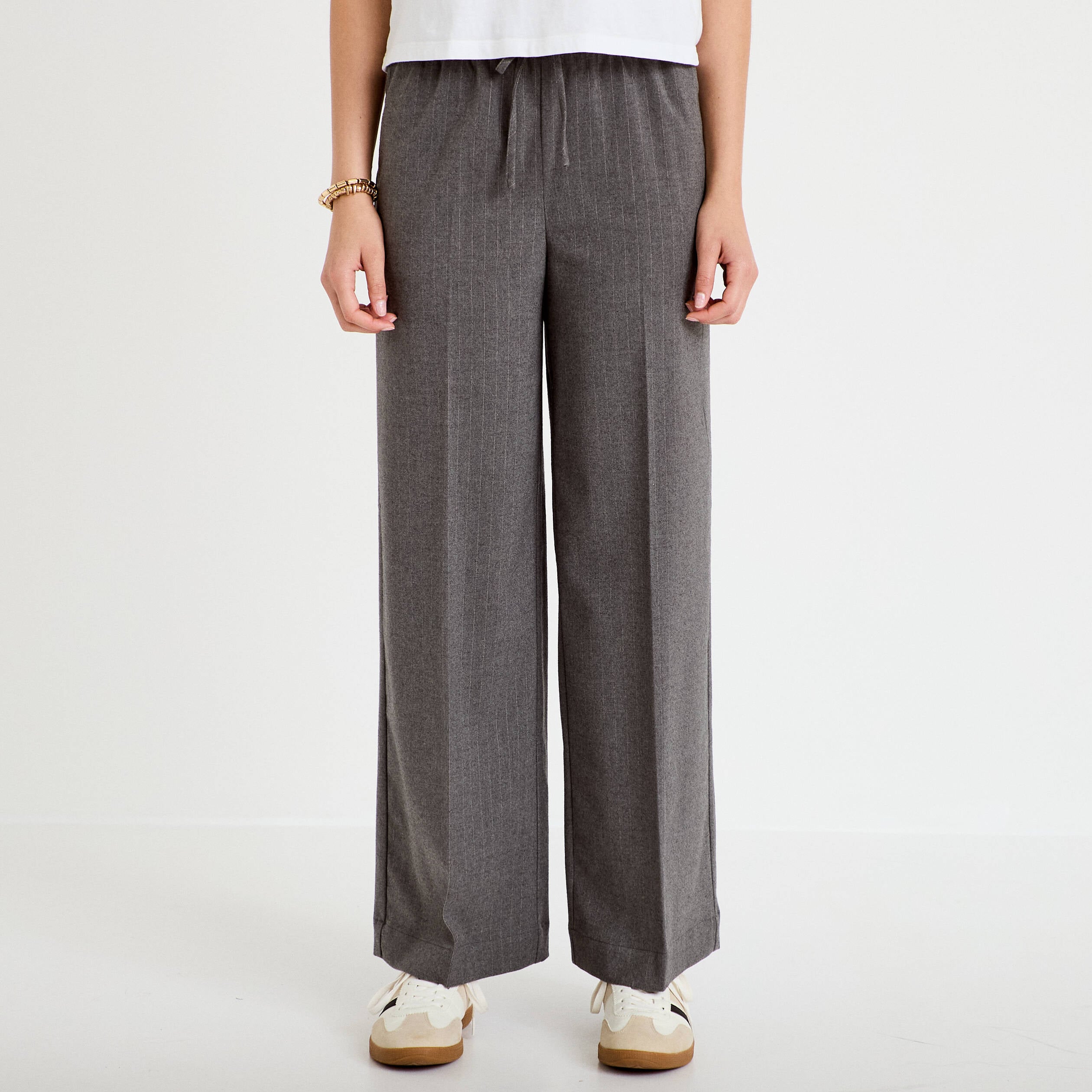 Pantalon bootcut taille standard gris femme