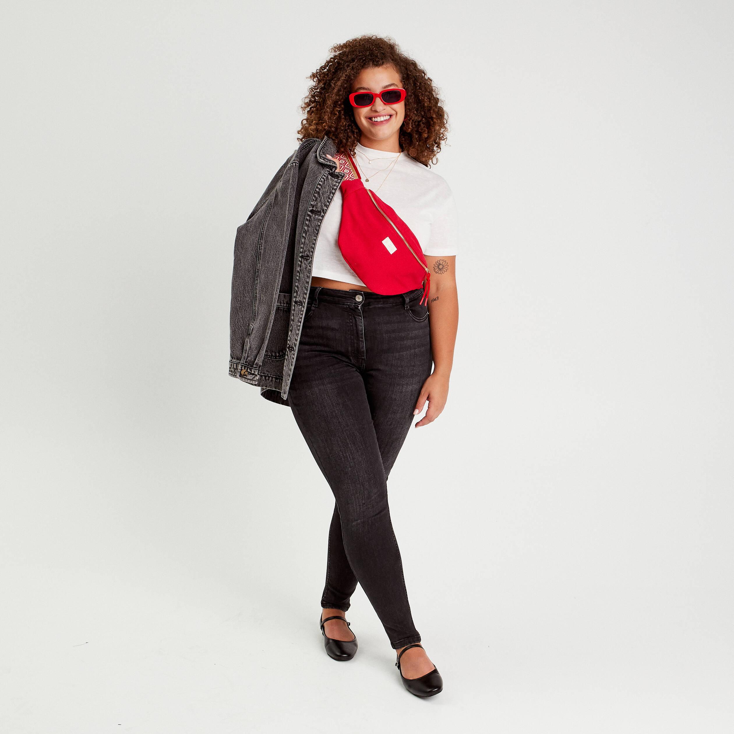 Jean Skinny Denim Co Taille 10 - Noir Délavé - Jambe 30 - Femme - Occasion Très Bon état