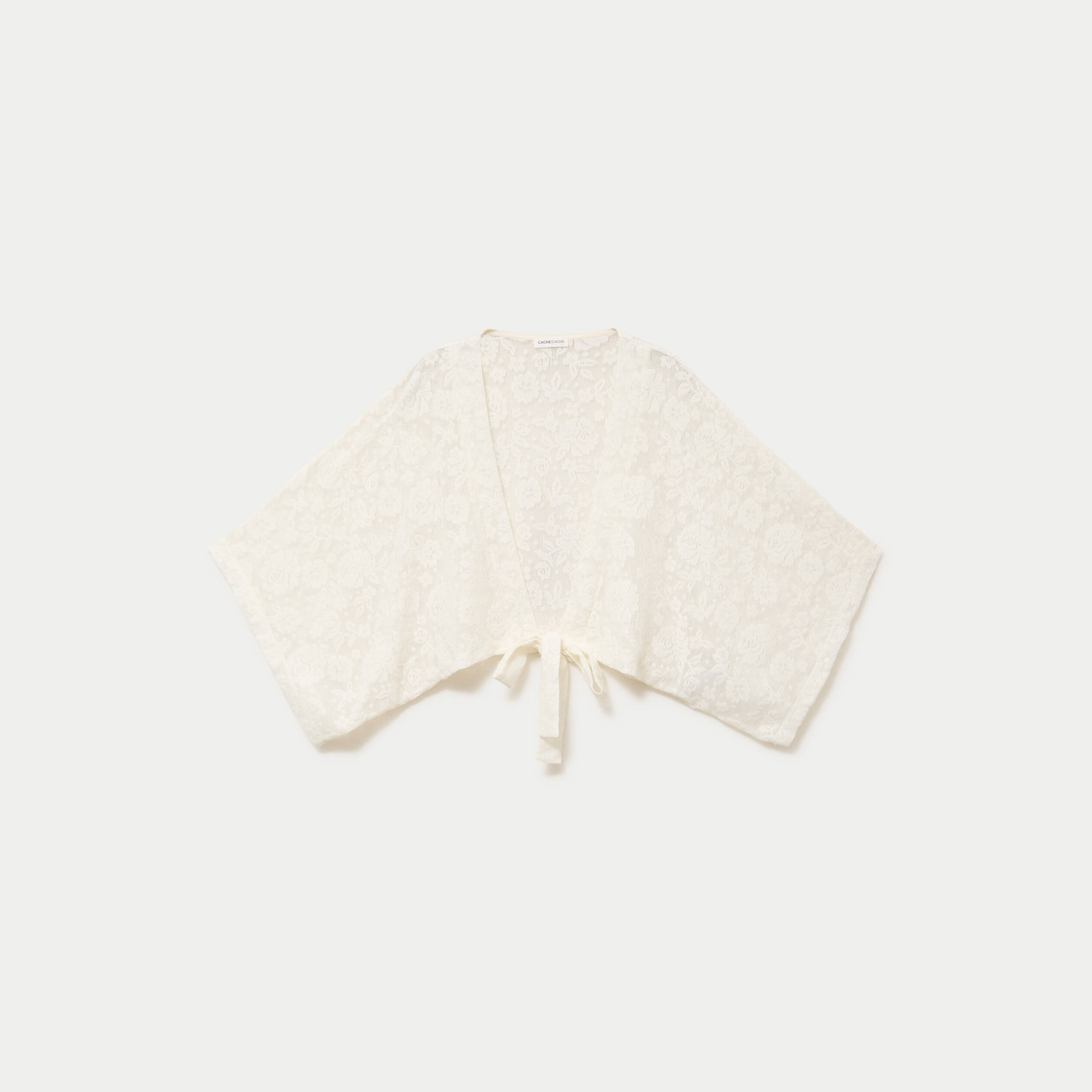 Kimono oversize ajour&eacute; ecru femme