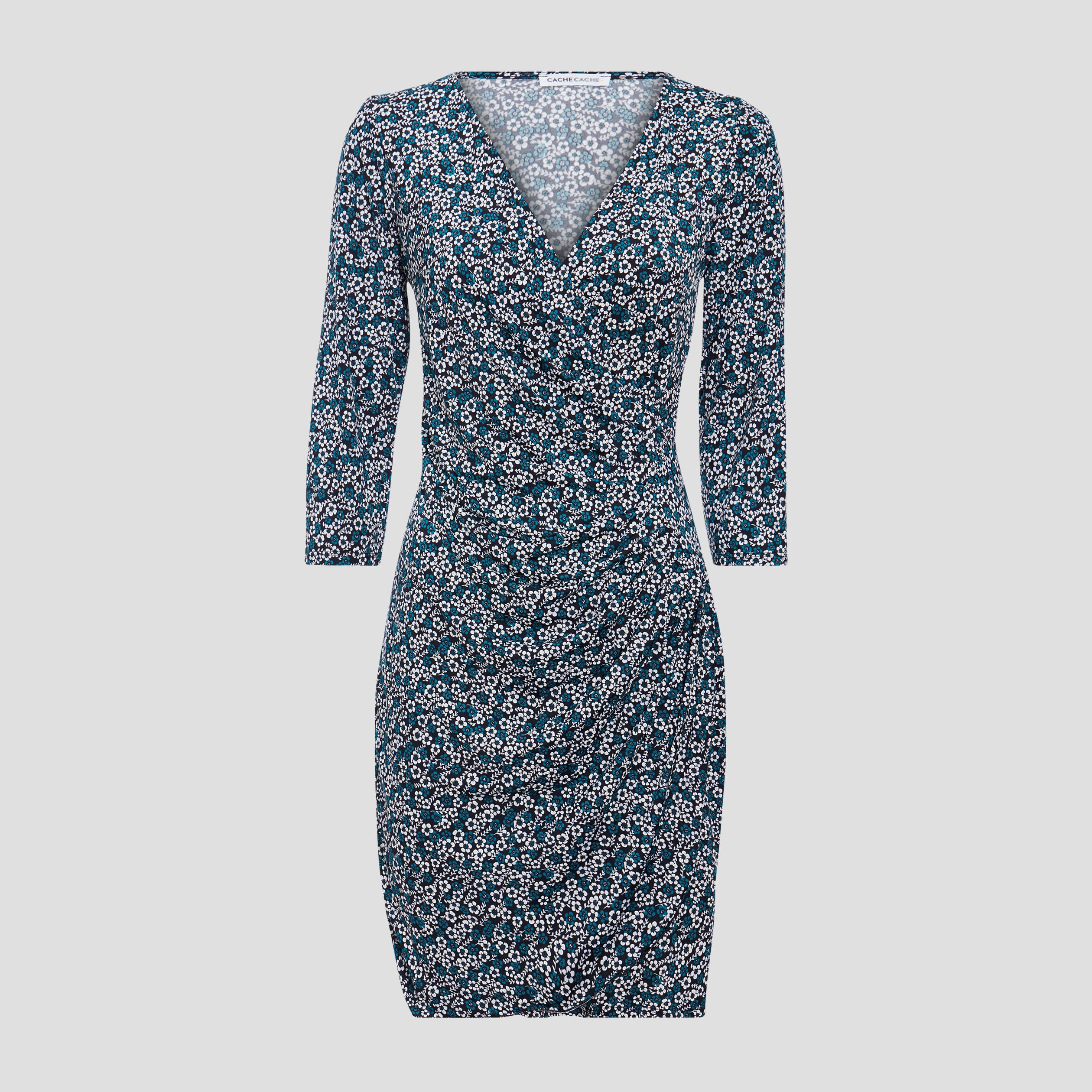 Robe moulante manches 3/4 noir femme