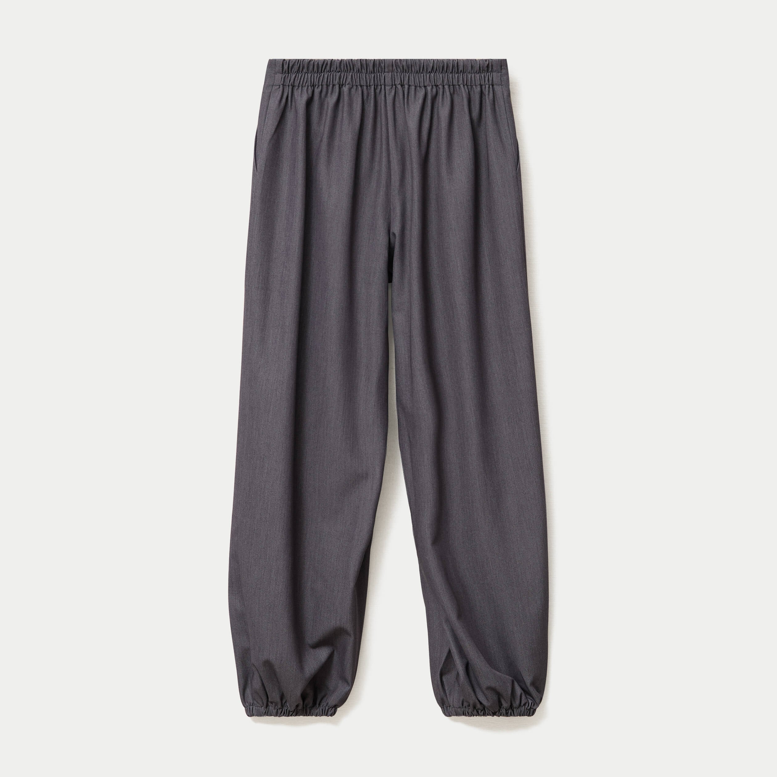 Pantalon city taille basse effet boule gris fonc&eacute; femme