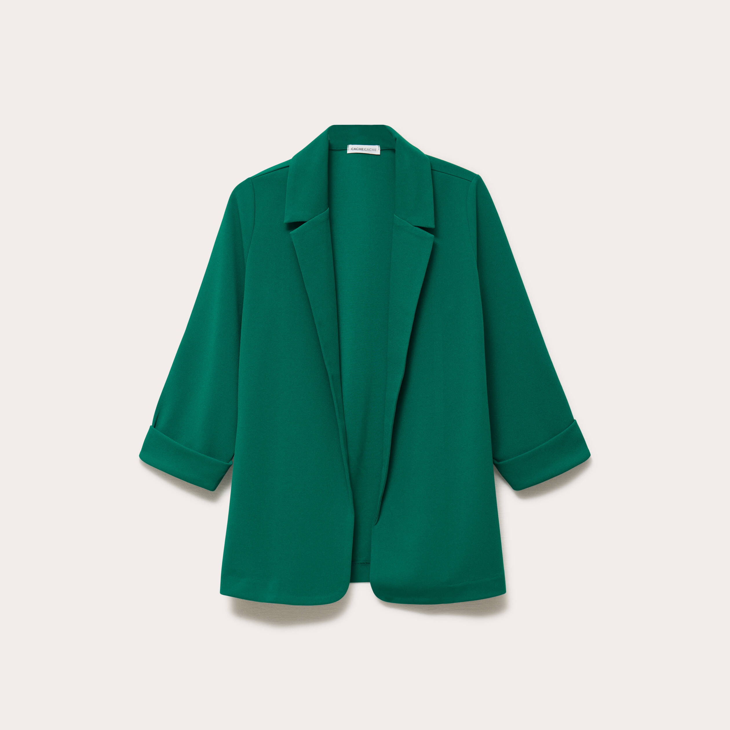 Veste blazer manches 3/4 vert femme