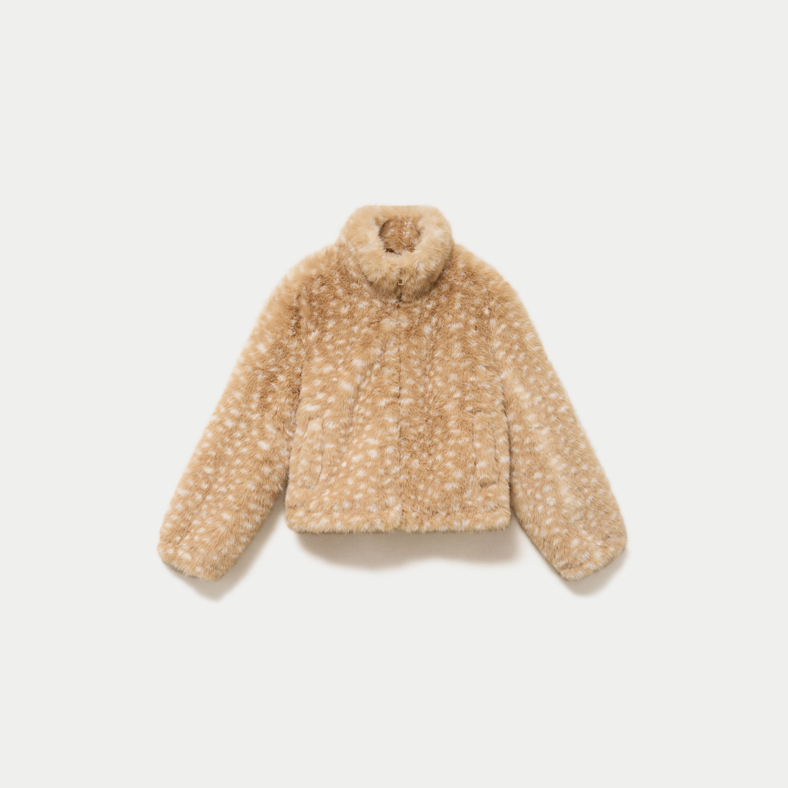 Veste cropped ajustable manches longues beige femme