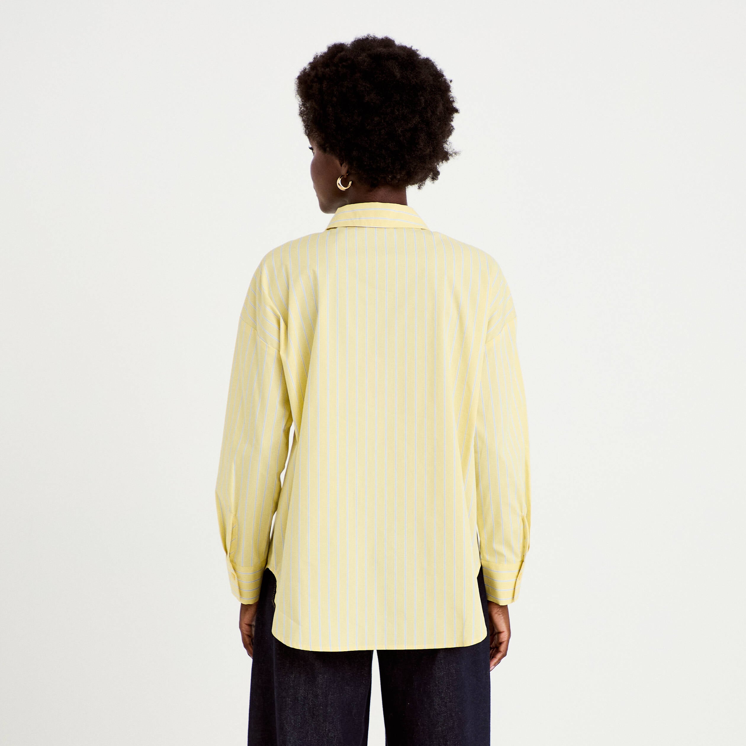 Chemise oversize manches longues jaune femme