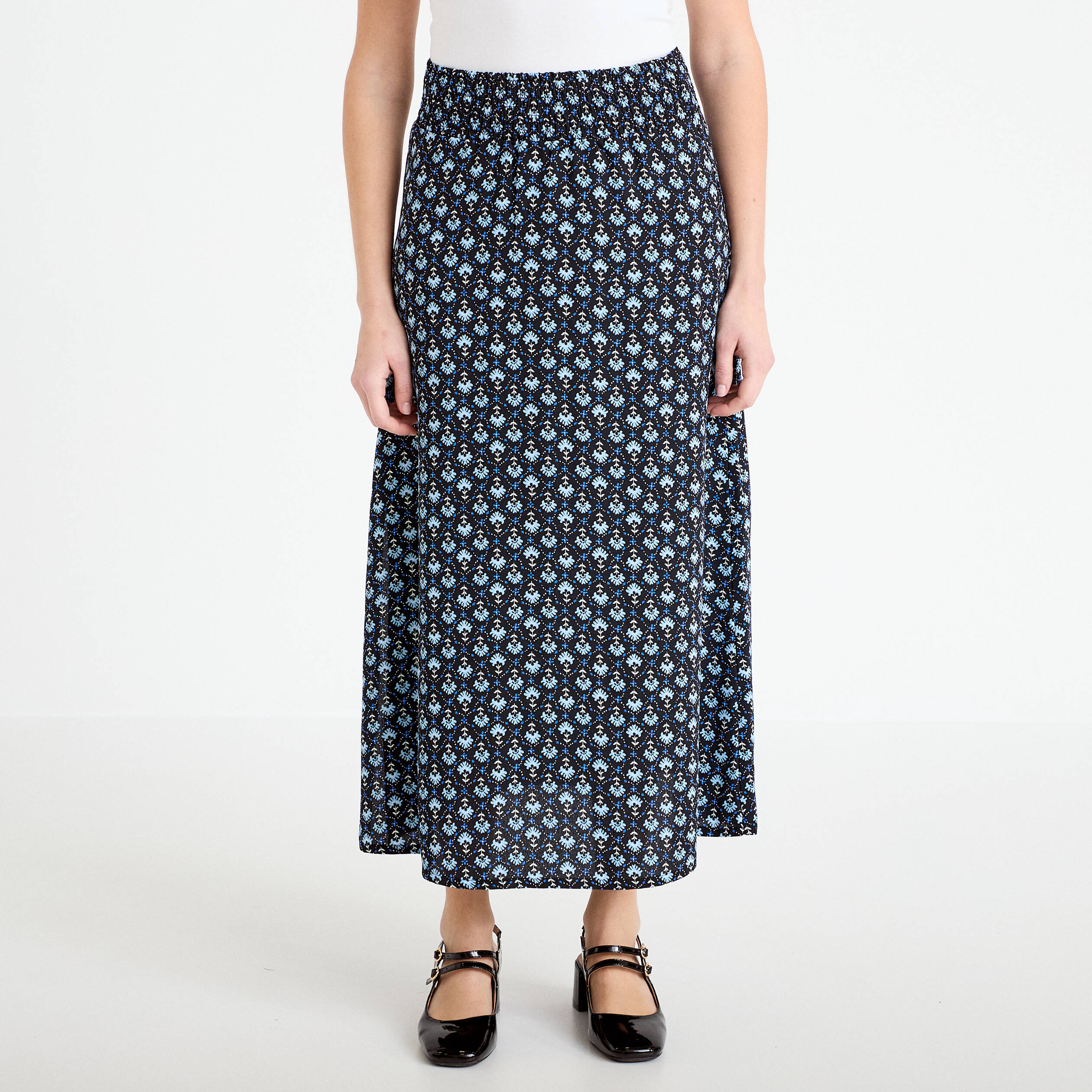 Jupe longue fluide noir femme